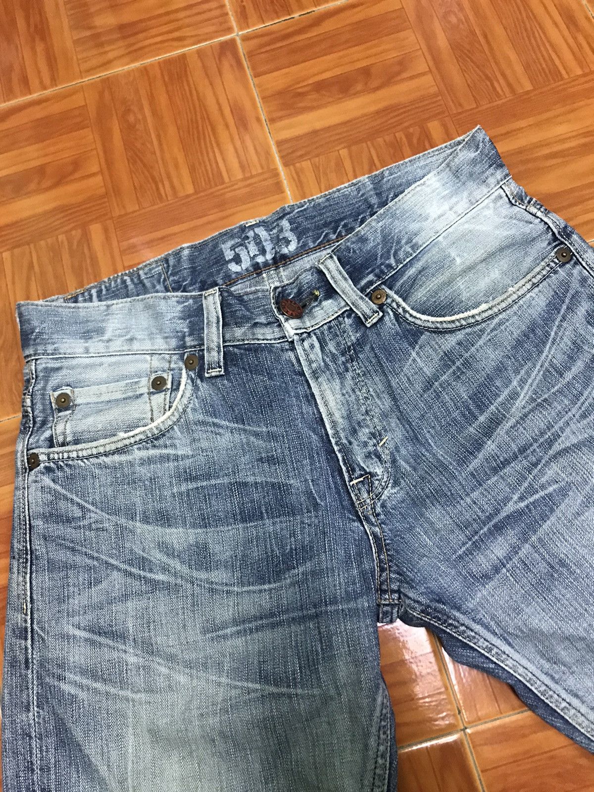 Edwin DISTRESSED ‼️‼️Blue Trip Edwin 503 Denim jeans 👖 Nice Design Size US 32 / EU 48 - 3 Thumbnail