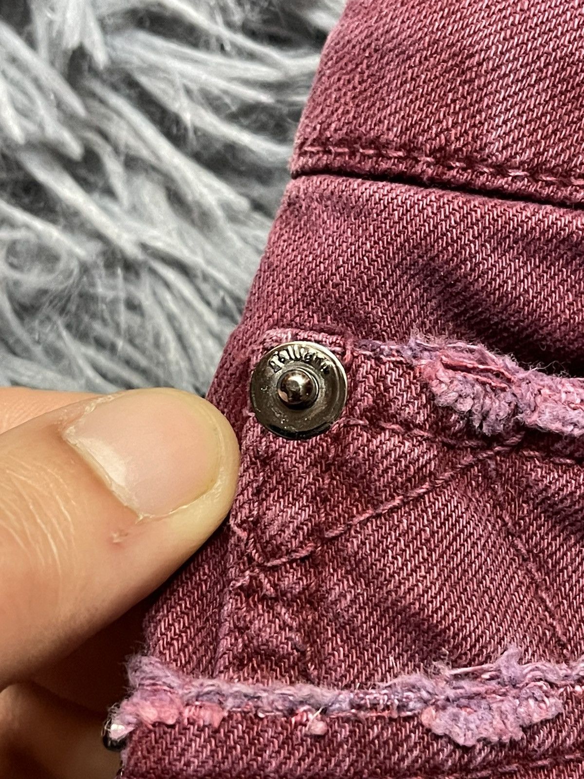 John Galliano × Vintage Galliano 90s vintage distressed denim burgundy mini skirt Size 27" / US 4 / IT 40 - 5 Thumbnail