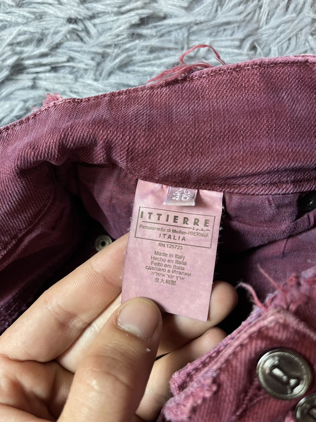 John Galliano × Vintage Galliano 90s vintage distressed denim burgundy mini skirt Size 27" / US 4 / IT 40 - 9 Thumbnail