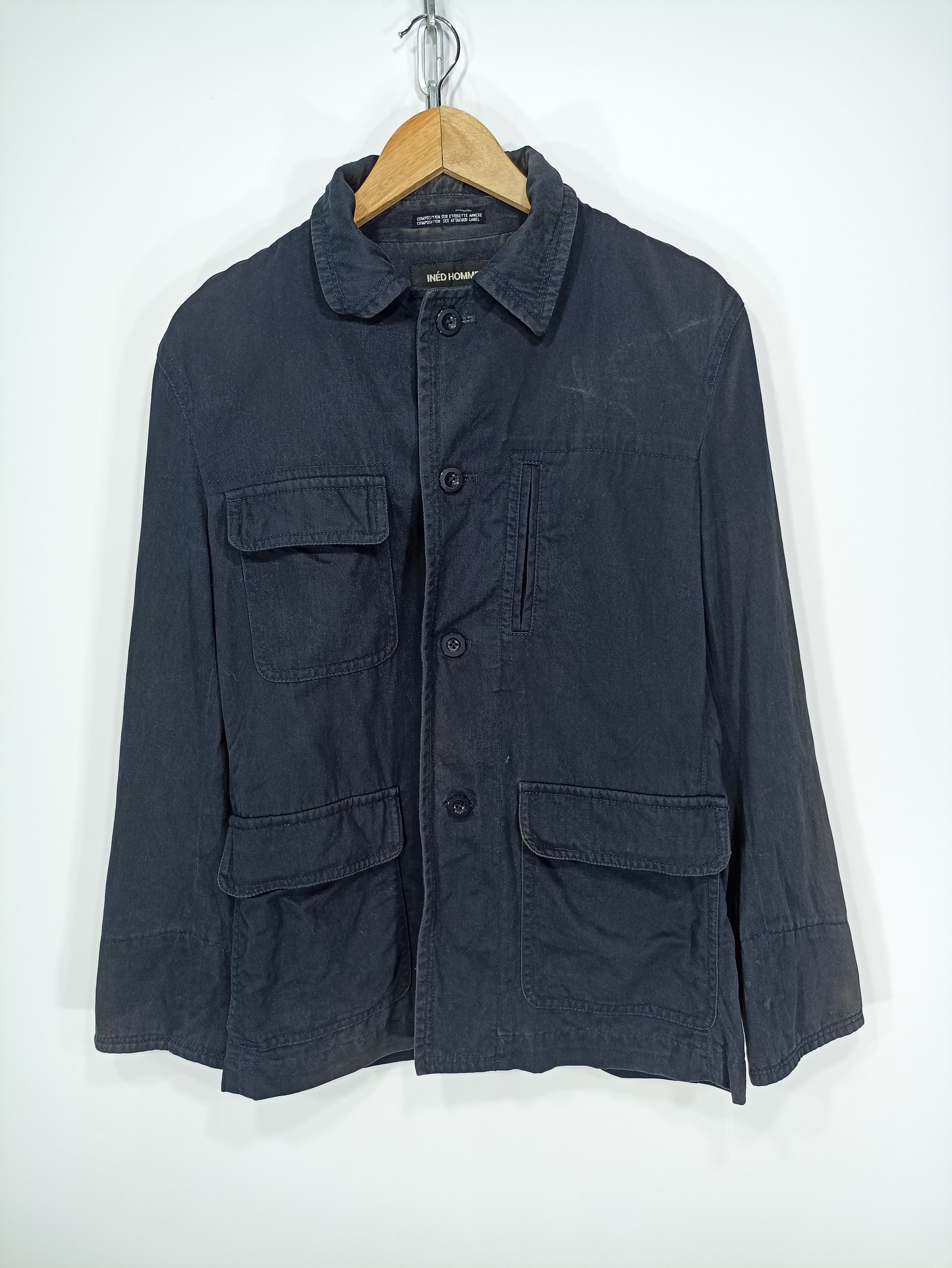 Image of Vintage Faded Ined Yohji Yamamoto Cotton Jacket in Faded Blue, Men's (Size Small)