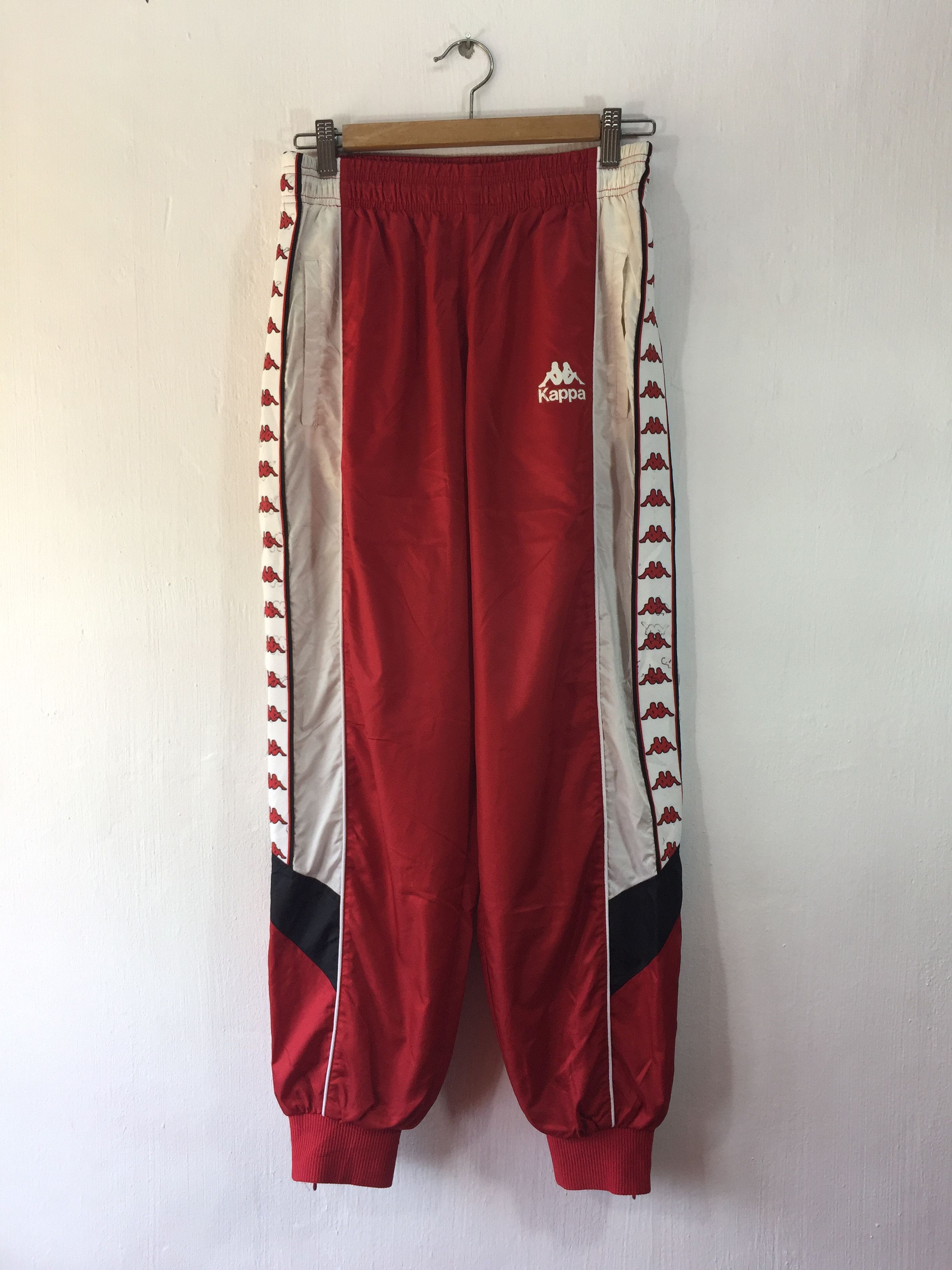 image of VTG Kappa Side Tap Pants Hip Hop Rap in Red, Men's (Size 32)