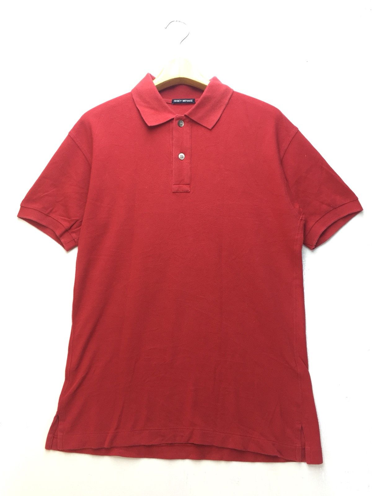 image of Avant Garde x Issey Miyake Vintage Issey Miyake Polo Shirt in Red, Men's (Size Medium)