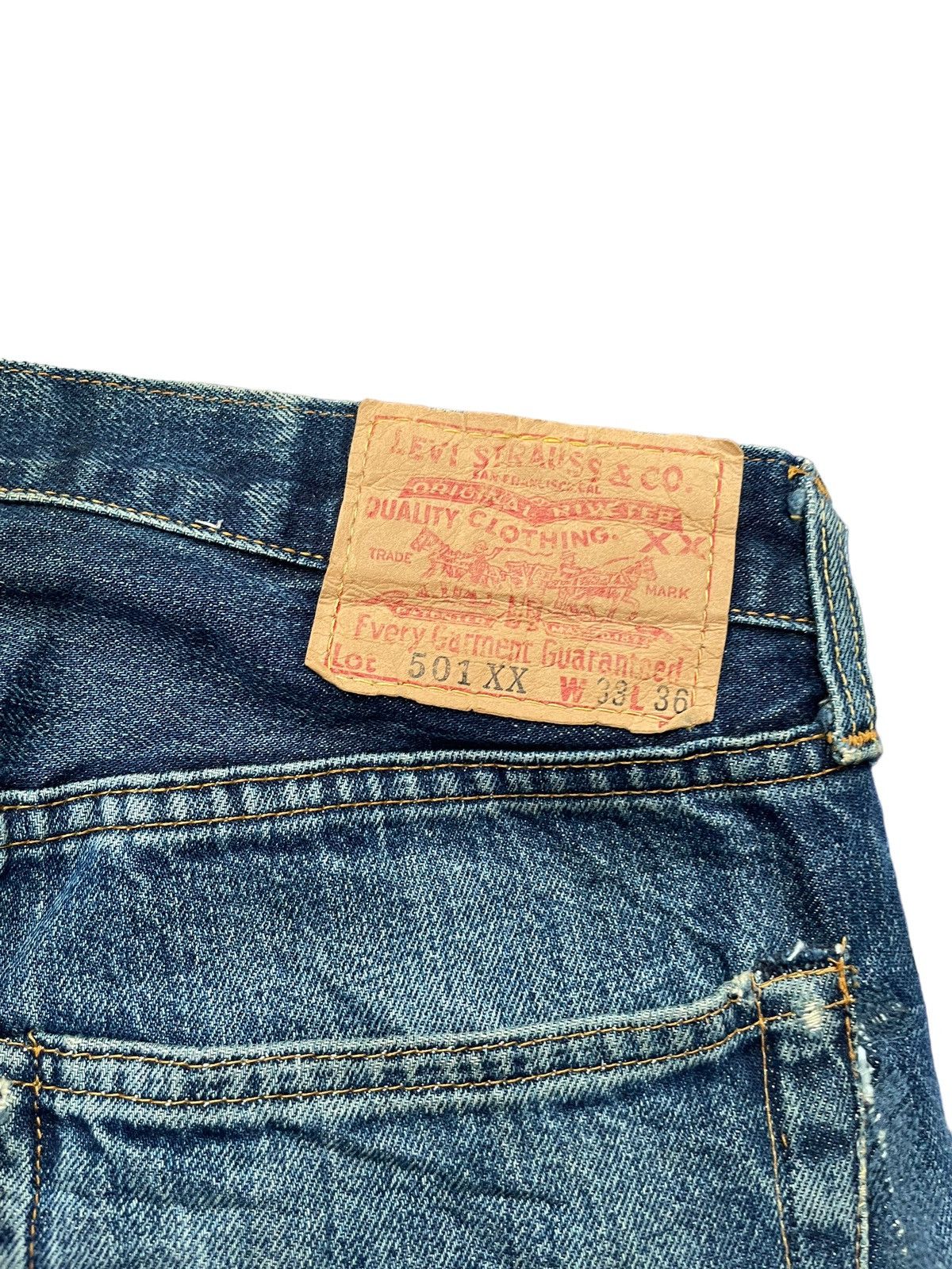 Vintage 2001 Levis Lot 501 XX E Selvedge Distresed Denim