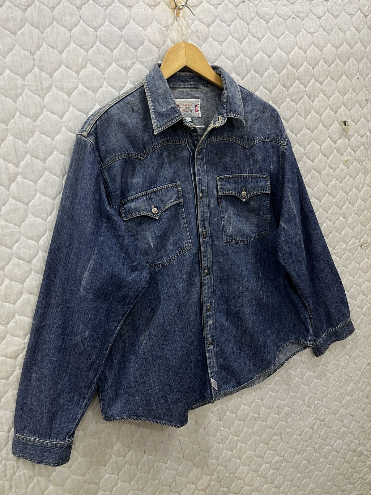 Levi's (Vvv). VINTAGE LEVIS RED TOP WOVEN TOPS DENIM SHIRTS Size US L / EU 52-54 / 3 - 3 Thumbnail