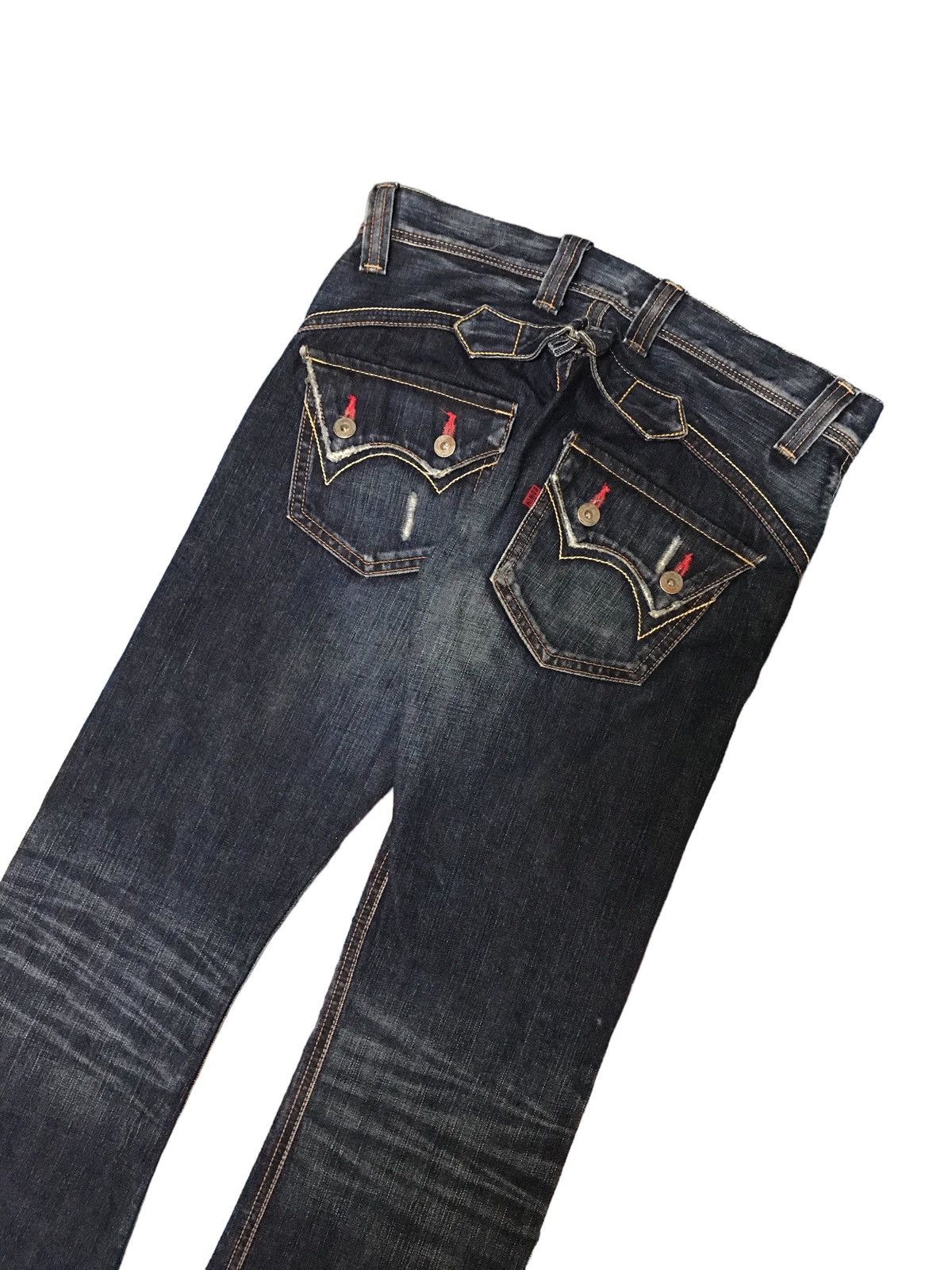 20471120 Flare Edwin Japan Edition Rude Zero Distressed Red Knit Size US 30 / EU 46 - 8 Thumbnail