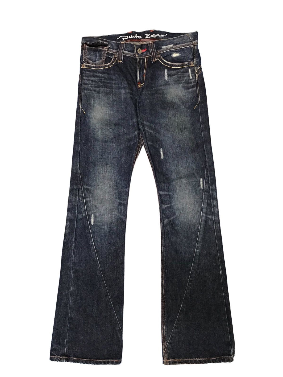 20471120 Flare Edwin Japan Edition Rude Zero Distressed Red Knit Size US 30 / EU 46 - 1 Thumbnail