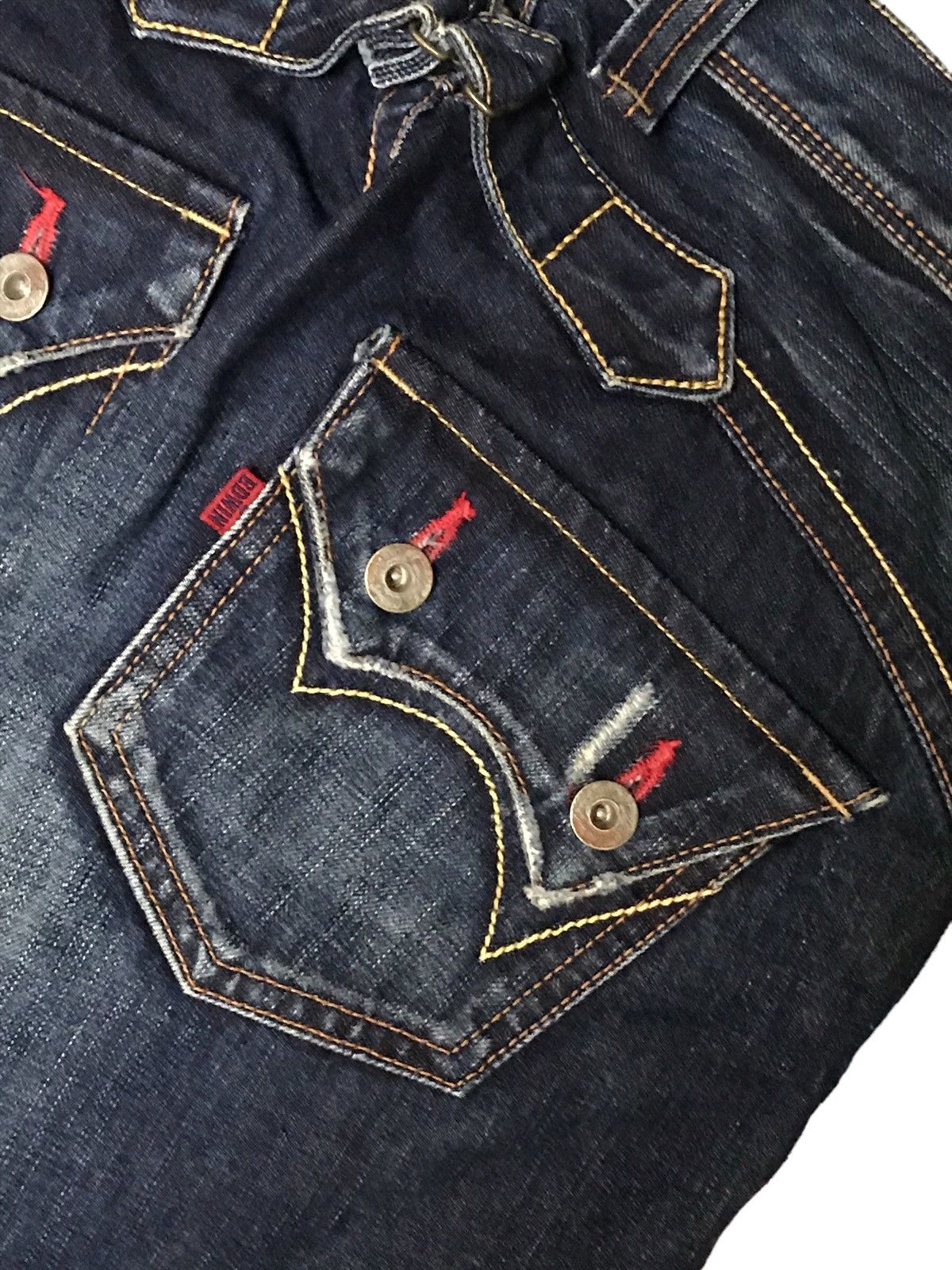 20471120 Flare Edwin Japan Edition Rude Zero Distressed Red Knit Size US 30 / EU 46 - 9 Thumbnail