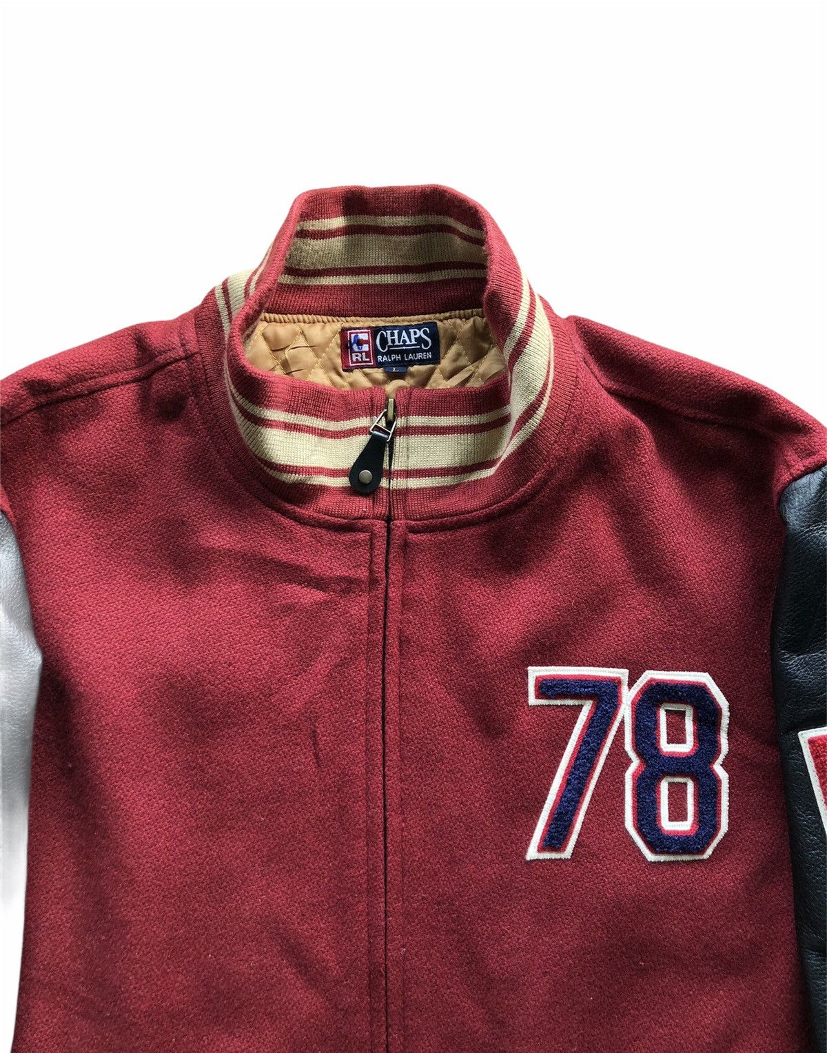 Polo Ralph Lauren 1990s Polo Ralph Laurent Leather Sleeve Letterman Jacket Size US L / EU 52-54 / 3 - 7 Thumbnail