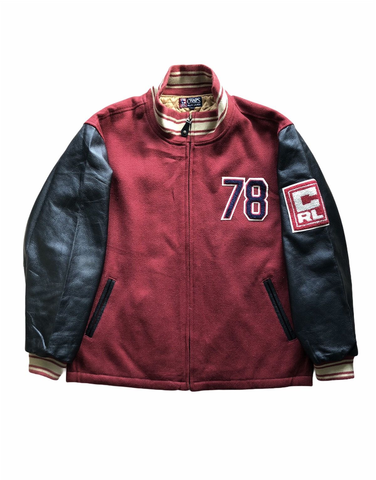 Polo Ralph Lauren 1990s Polo Ralph Laurent Leather Sleeve Letterman Jacket Size US L / EU 52-54 / 3 - 2 Thumbnail