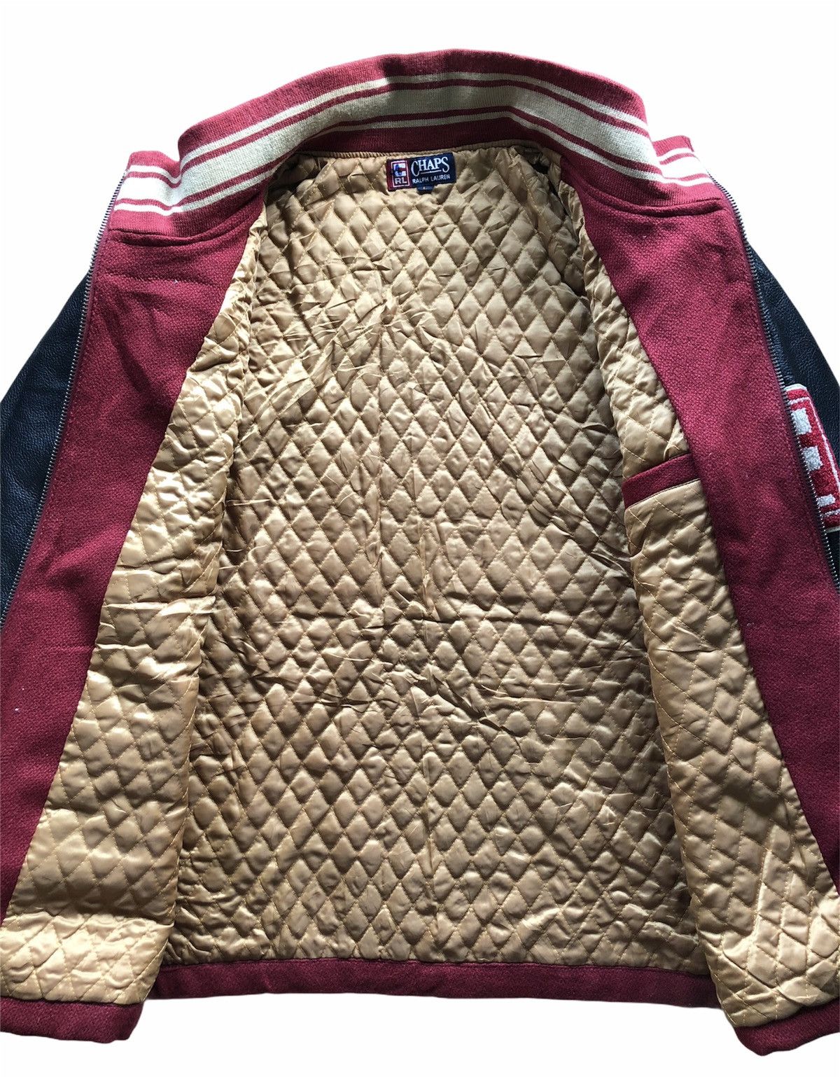 Polo Ralph Lauren 1990s Polo Ralph Laurent Leather Sleeve Letterman Jacket Size US L / EU 52-54 / 3 - 6 Thumbnail