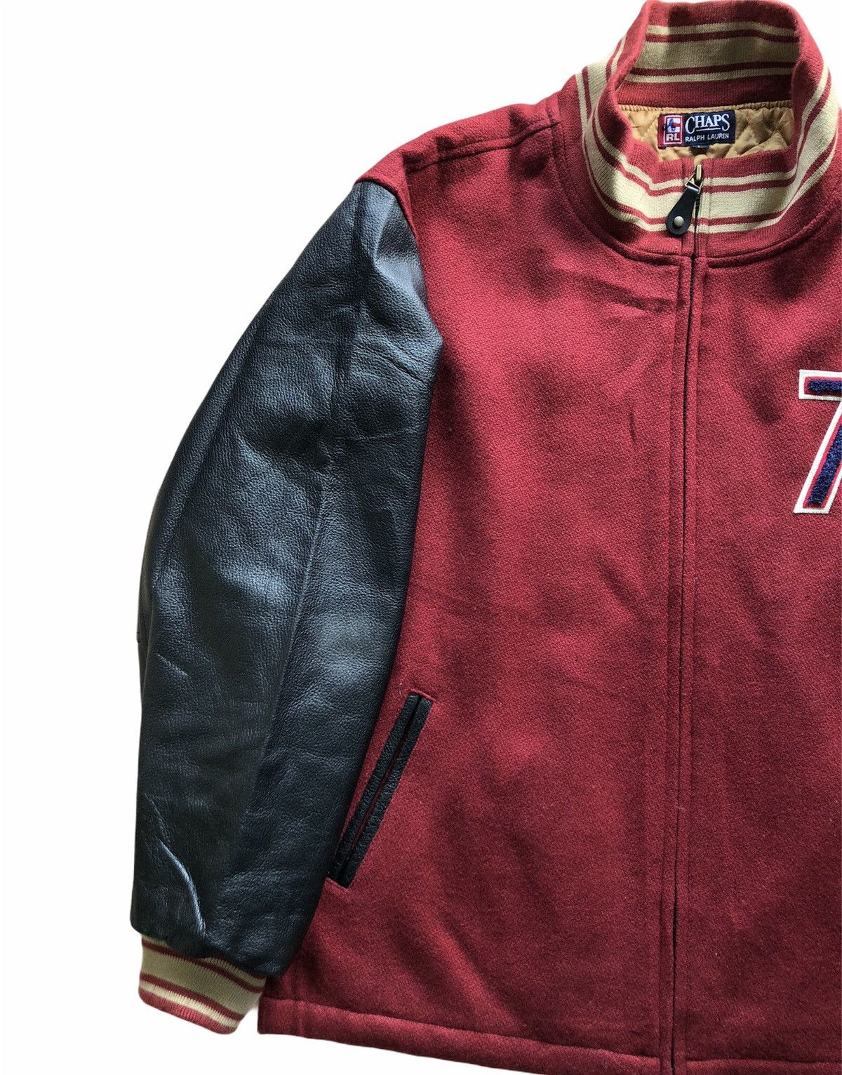 Polo Ralph Lauren 1990s Polo Ralph Laurent Leather Sleeve Letterman Jacket Size US L / EU 52-54 / 3 - 4 Thumbnail