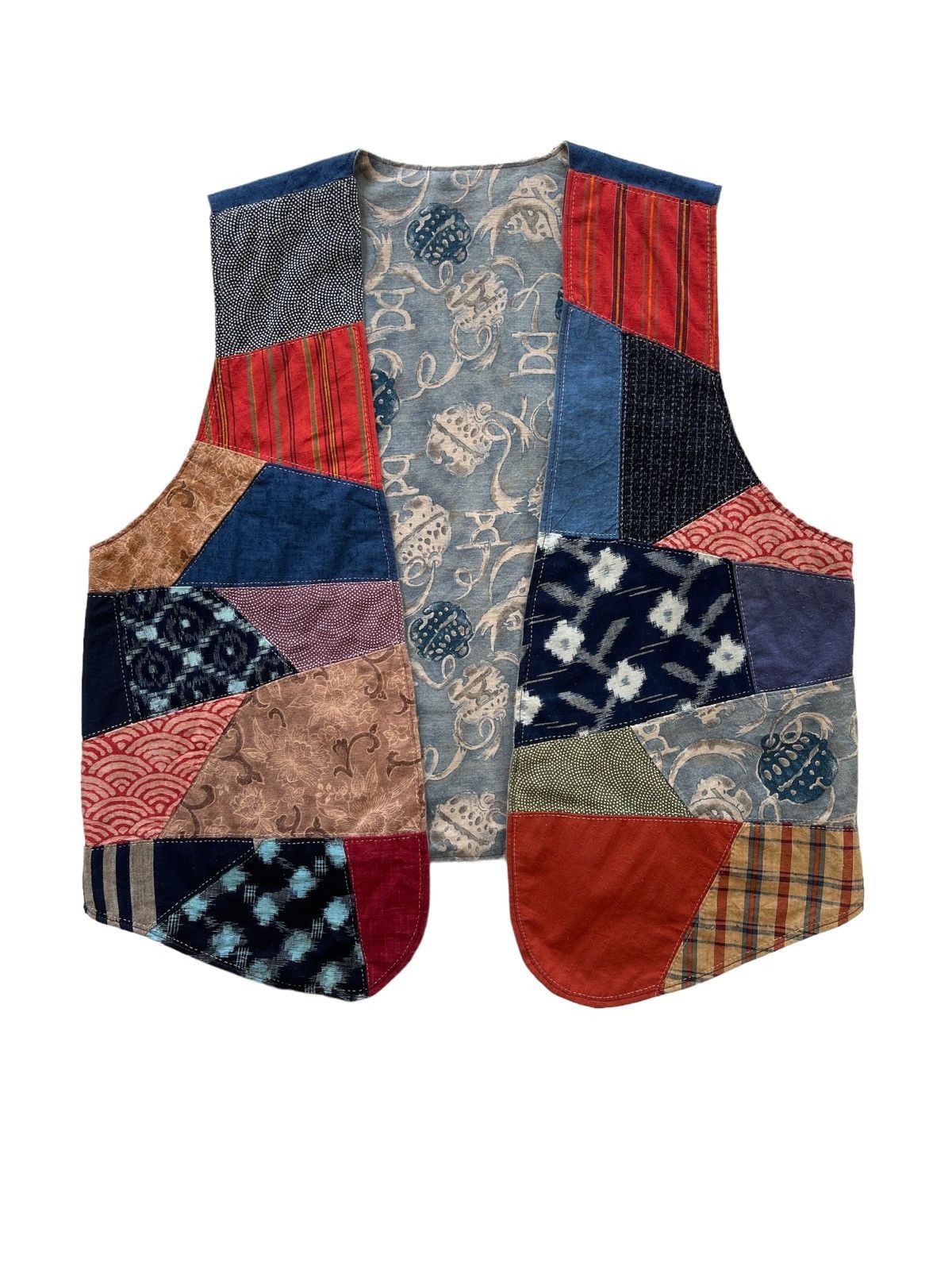 Vintage Reversible Handmade Patchwork Sashiko Kapital Style Vest Size US M / EU 48-50 / 2 - 1 Thumbnail