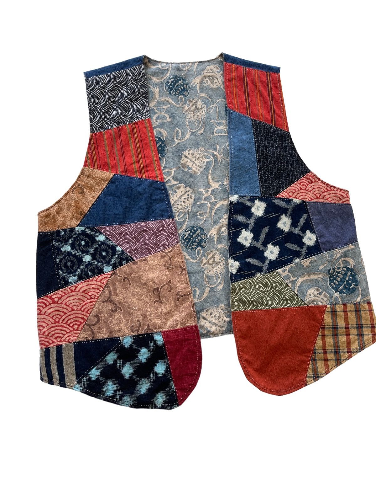 Vintage Reversible Handmade Patchwork Sashiko Kapital Style Vest Size US M / EU 48-50 / 2 - 6 Thumbnail