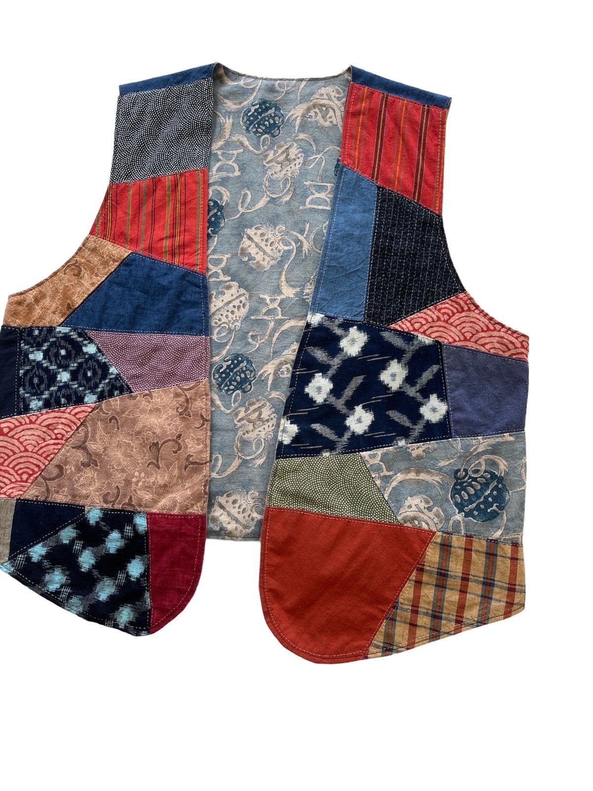 Vintage Reversible Handmade Patchwork Sashiko Kapital Style Vest Size US M / EU 48-50 / 2 - 5 Thumbnail