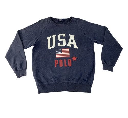 90s Polo By Ralph Lauren Usa Big Flag Logo Printed Crewneck