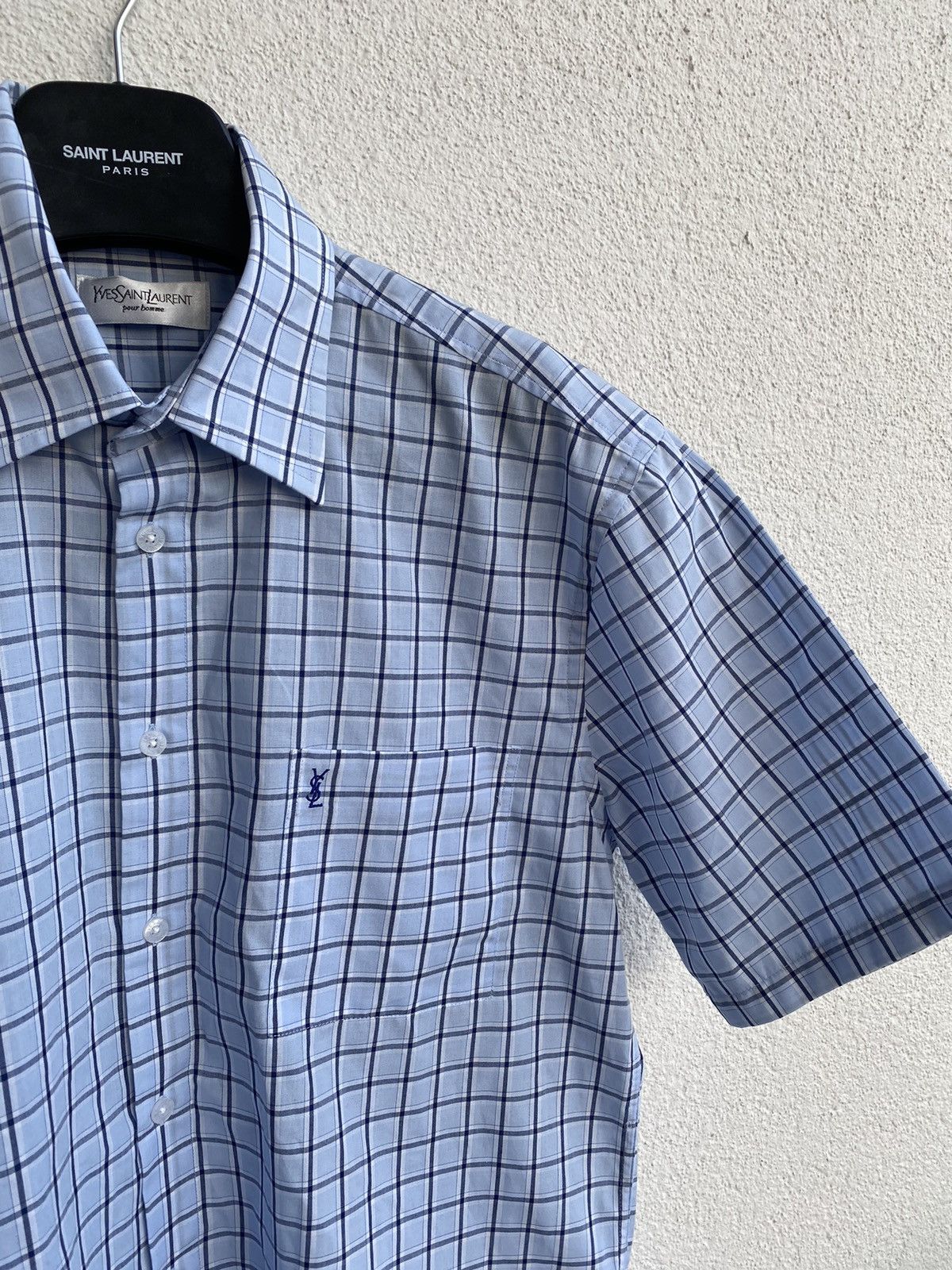 Yves Saint Laurent Summer YSL Shirt Logo Plaid Size US L / EU 52-54 / 3 - 13 Thumbnail