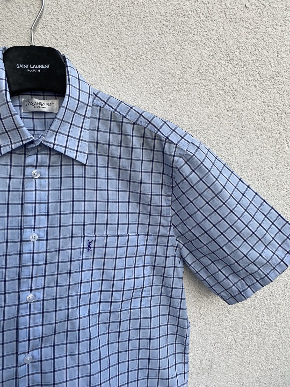 Yves Saint Laurent Summer YSL Shirt Logo Plaid Size US L / EU 52-54 / 3 - 1 Thumbnail