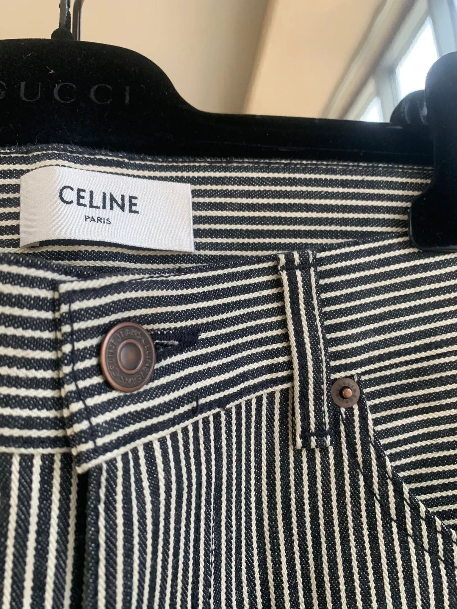 Celine Slim Low Rise Patch Denim in Hickory Stripe Size US 28 / EU 44 - 9 Thumbnail