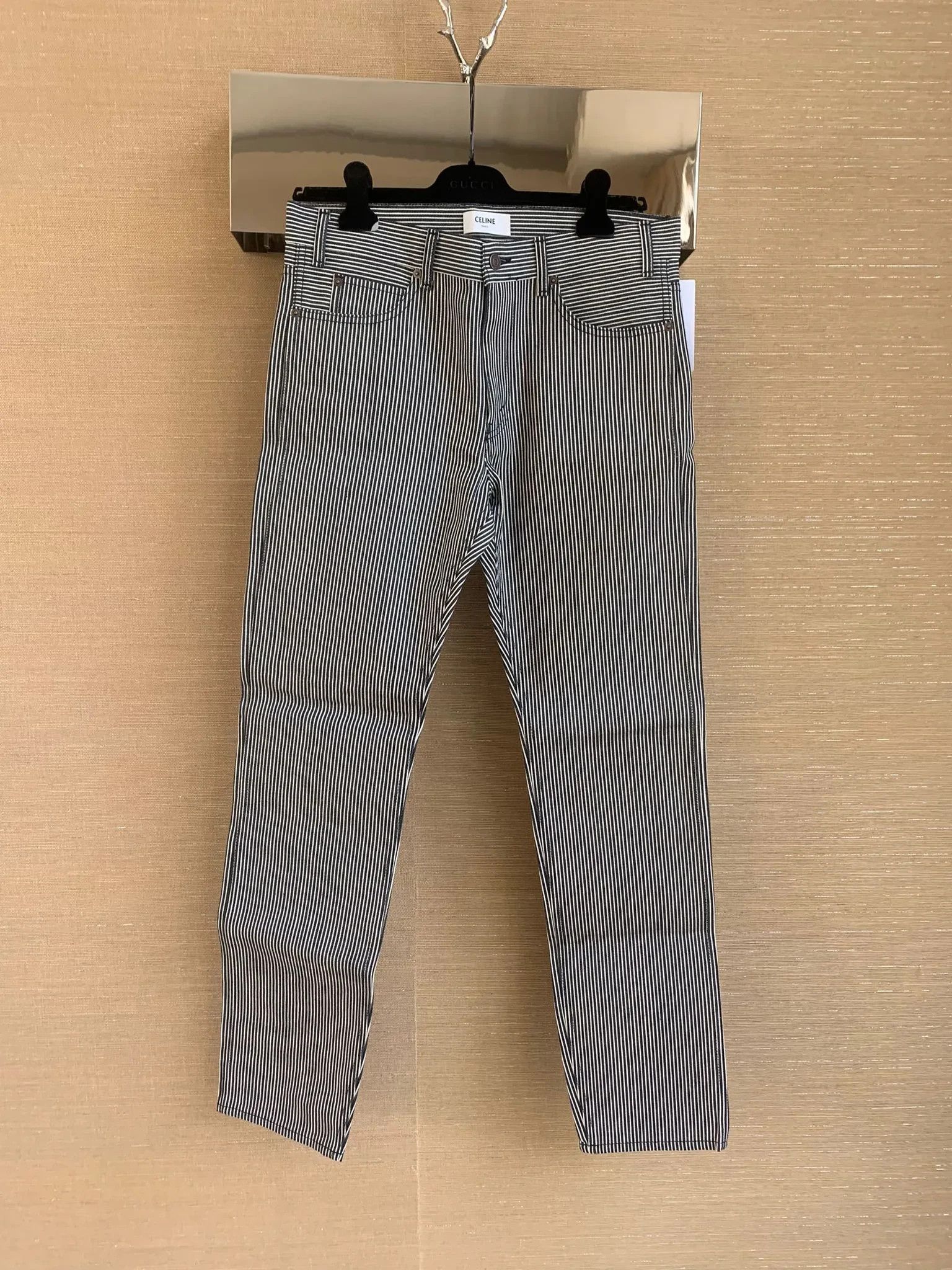 Celine Slim Low Rise Patch Denim in Hickory Stripe Size US 28 / EU 44 - 3 Thumbnail