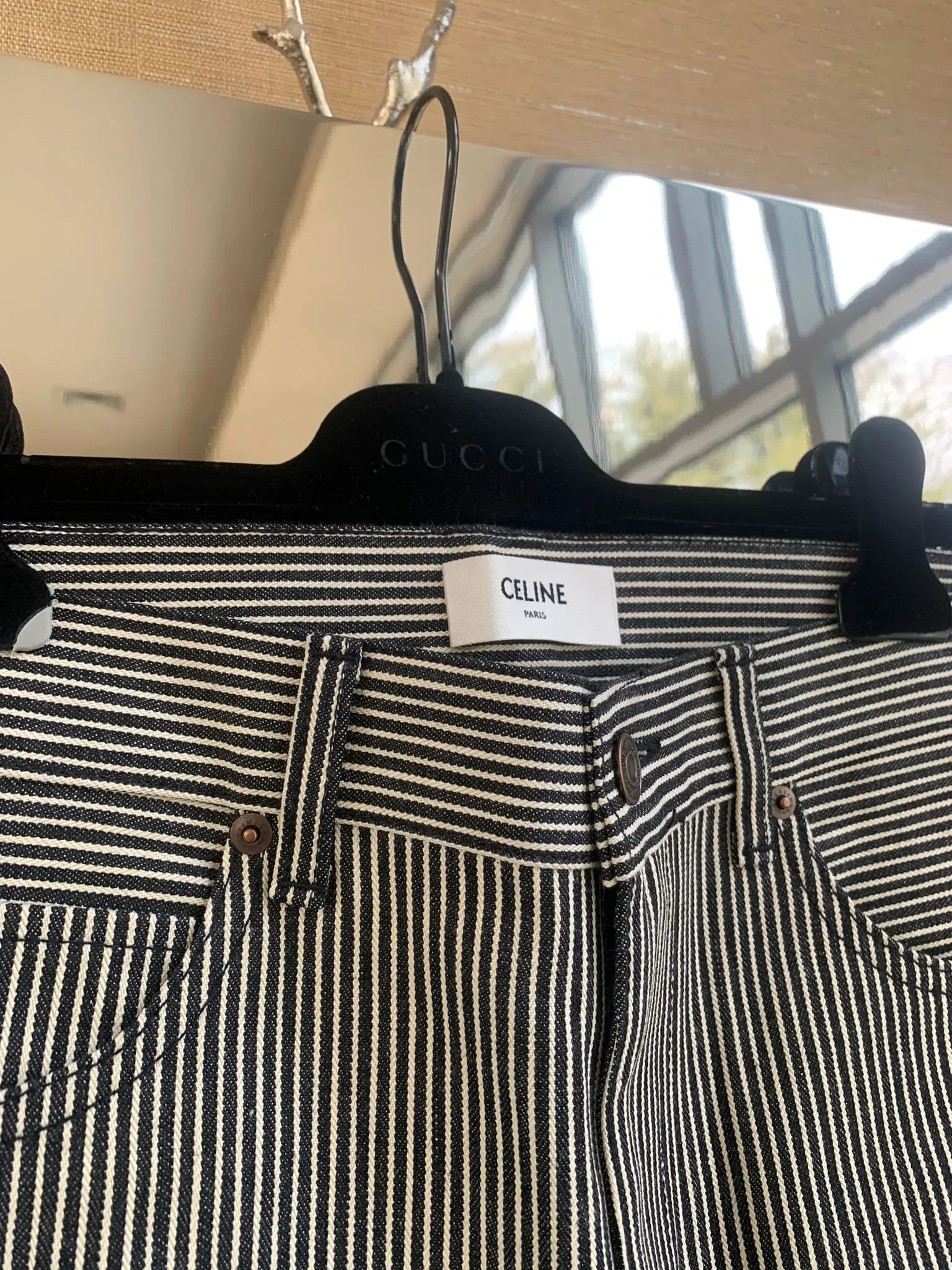 Celine Slim Low Rise Patch Denim in Hickory Stripe Size US 28 / EU 44 - 8 Thumbnail