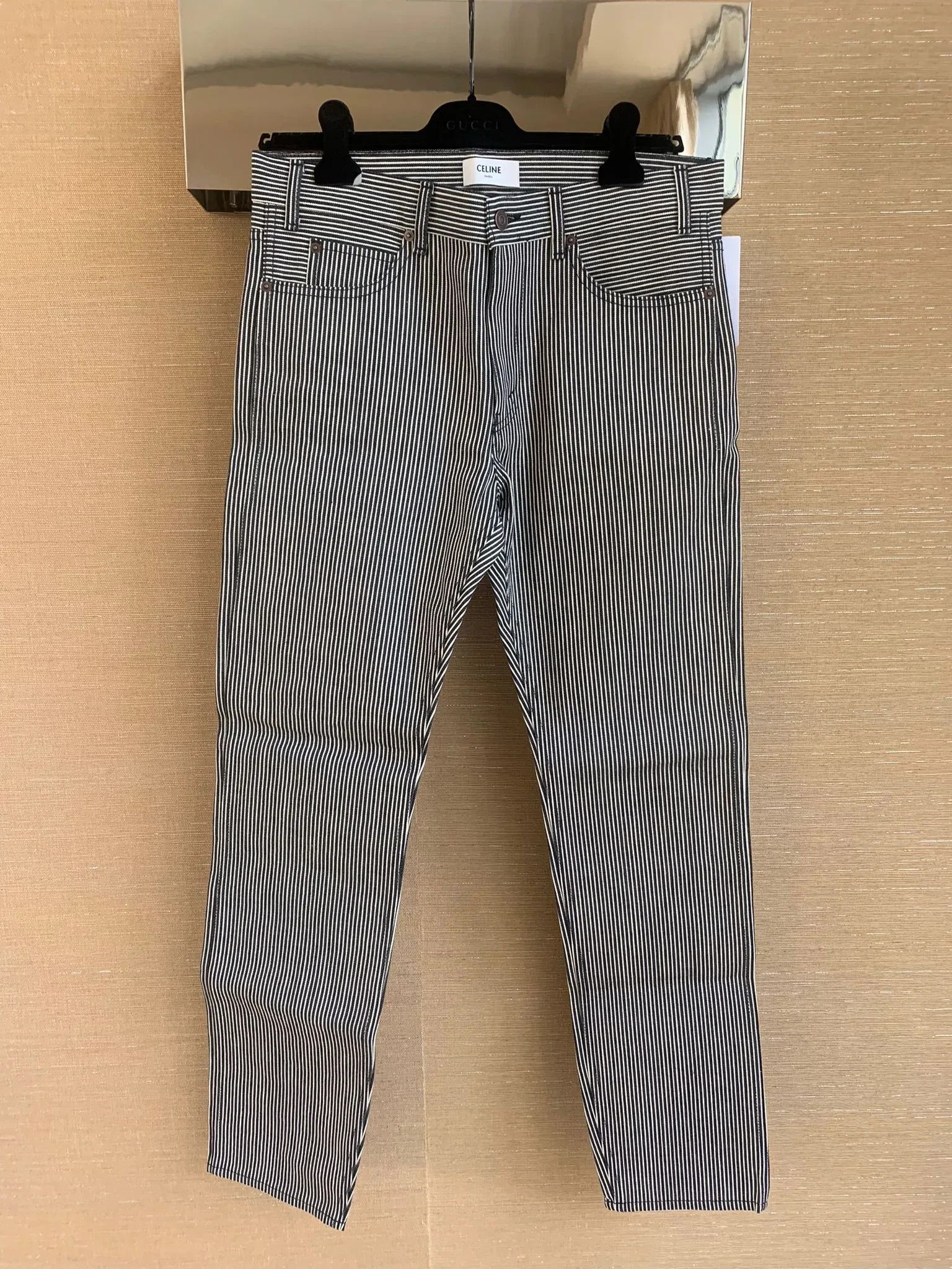 Celine Slim Low Rise Patch Denim in Hickory Stripe Size US 28 / EU 44 - 2 Thumbnail