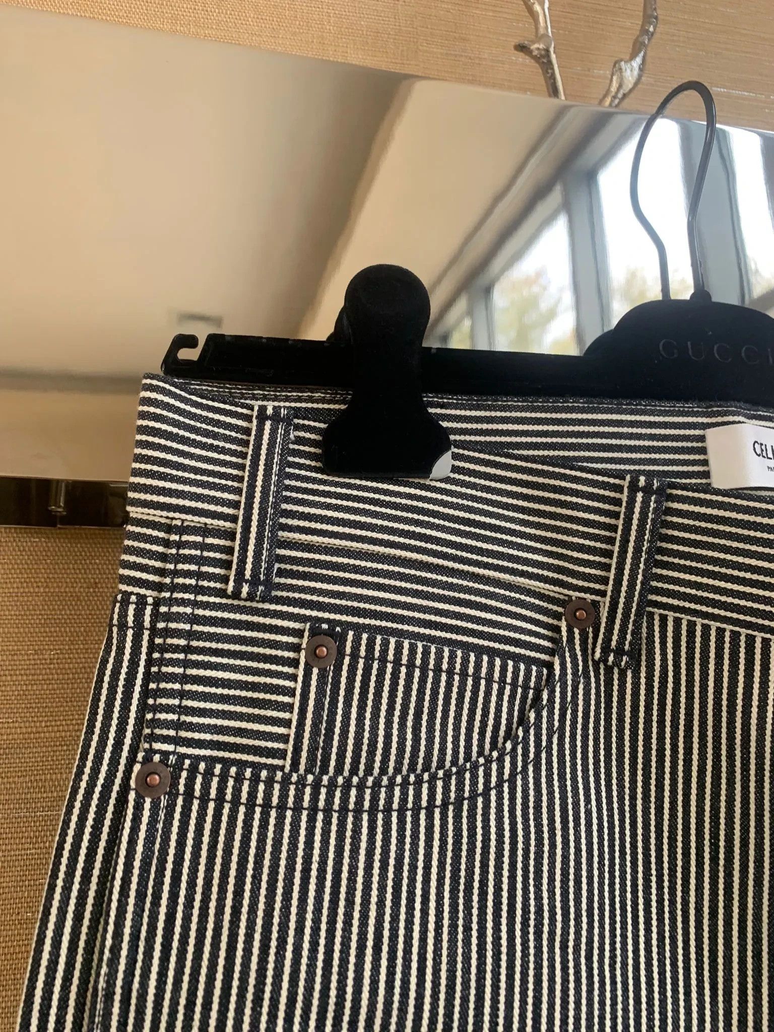 Celine Slim Low Rise Patch Denim in Hickory Stripe Size US 28 / EU 44 - 7 Thumbnail