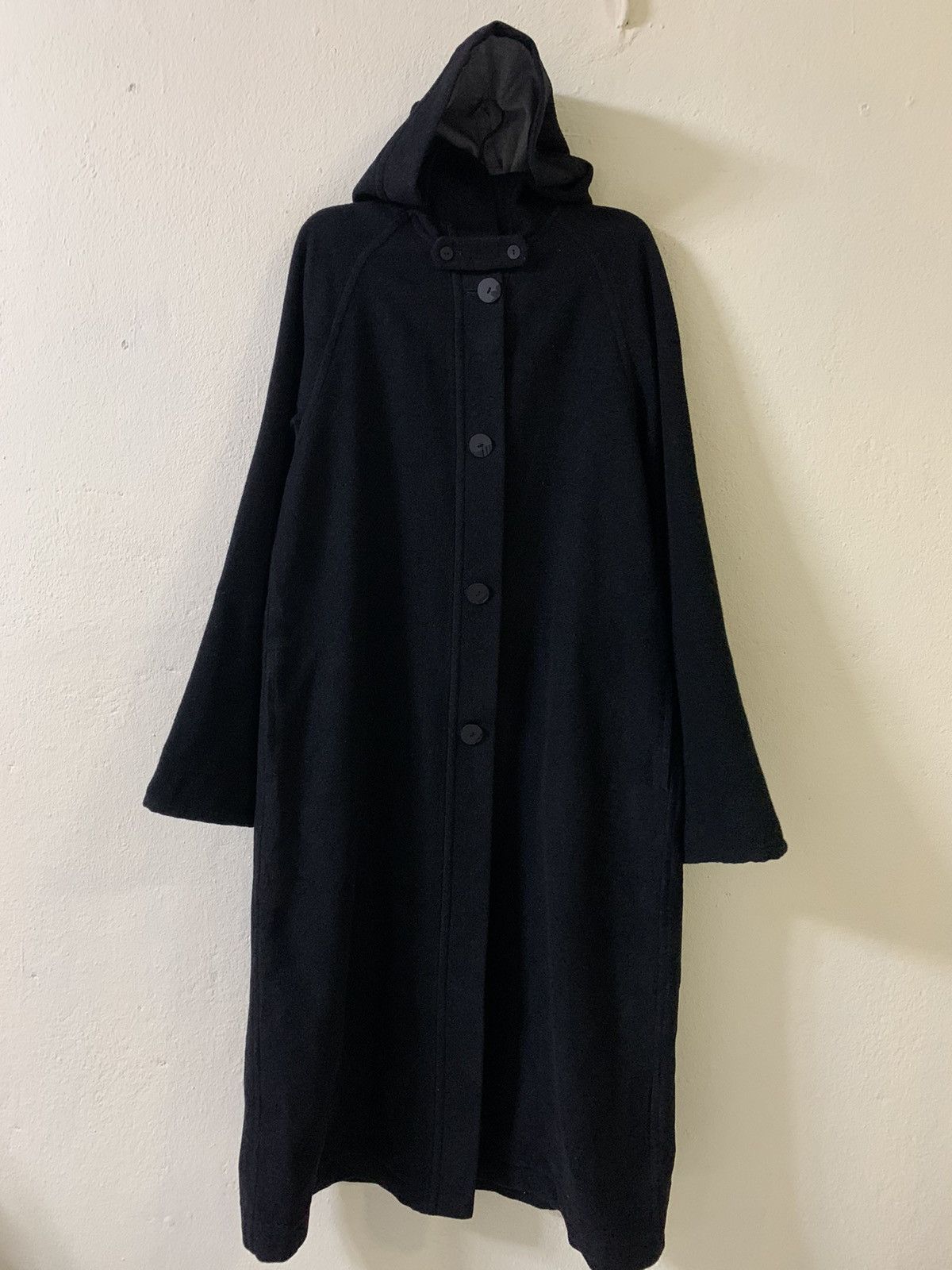 image of Krizia Uomo Evex By Krizia Hoodie Long Coat Jacket in Black, Men's (Size Medium)