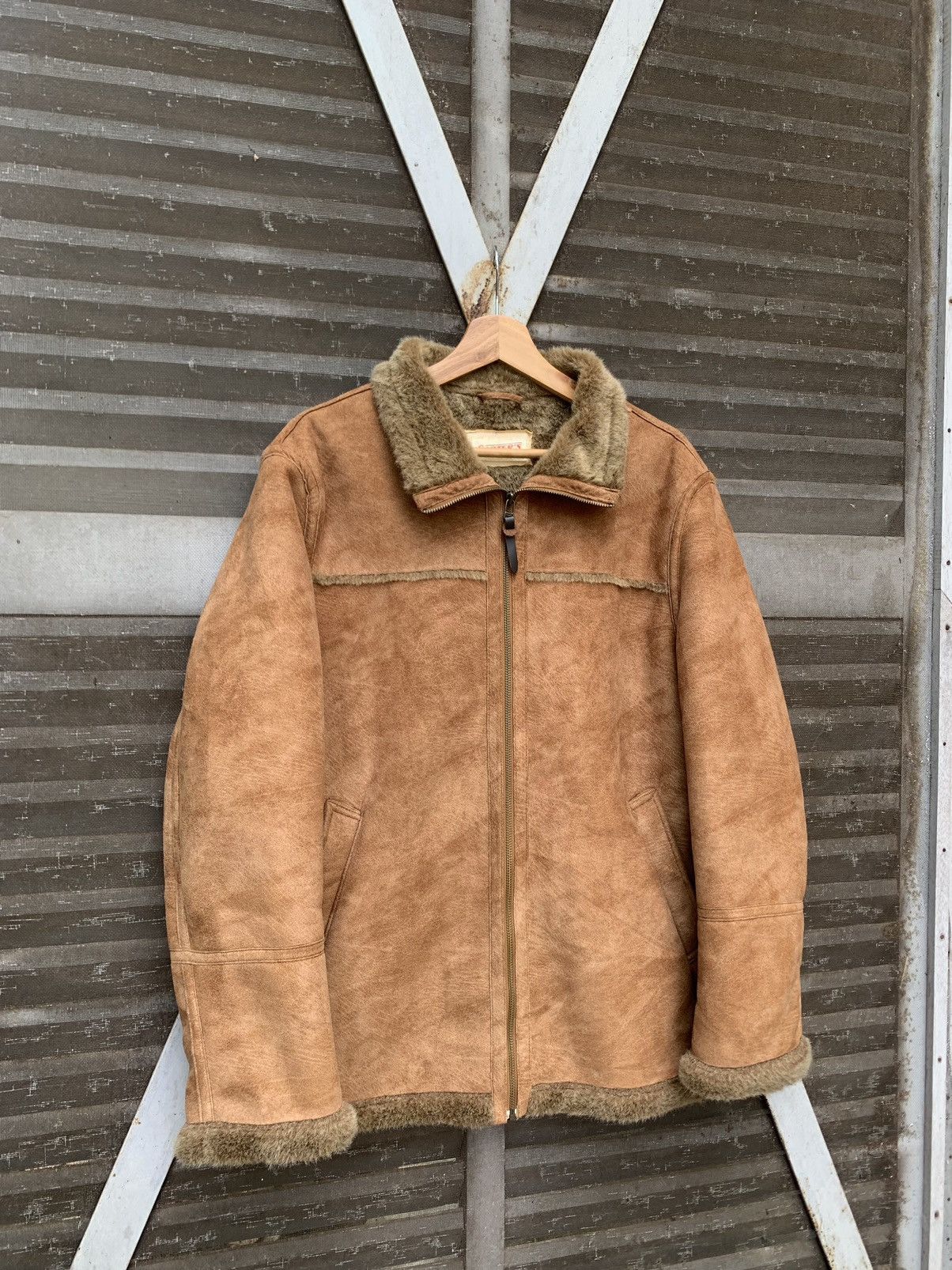 Vintage 👹Vintage CARTER'S Fur Lining Brown Leather Jacket Size US L / EU 52-54 / 3 - 5 Thumbnail
