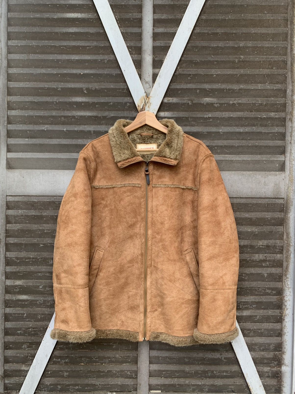 Vintage 👹Vintage CARTER'S Fur Lining Brown Leather Jacket Size US L / EU 52-54 / 3 - 12 Thumbnail