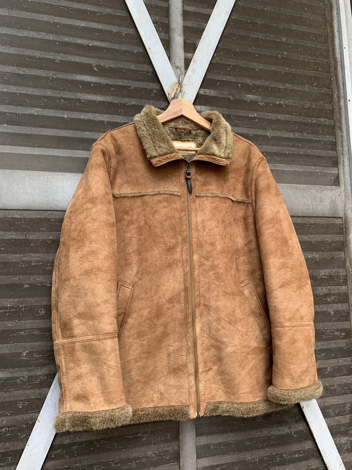 Vintage 👹Vintage CARTER'S Fur Lining Brown Leather Jacket Size US L / EU 52-54 / 3 - 3 Thumbnail