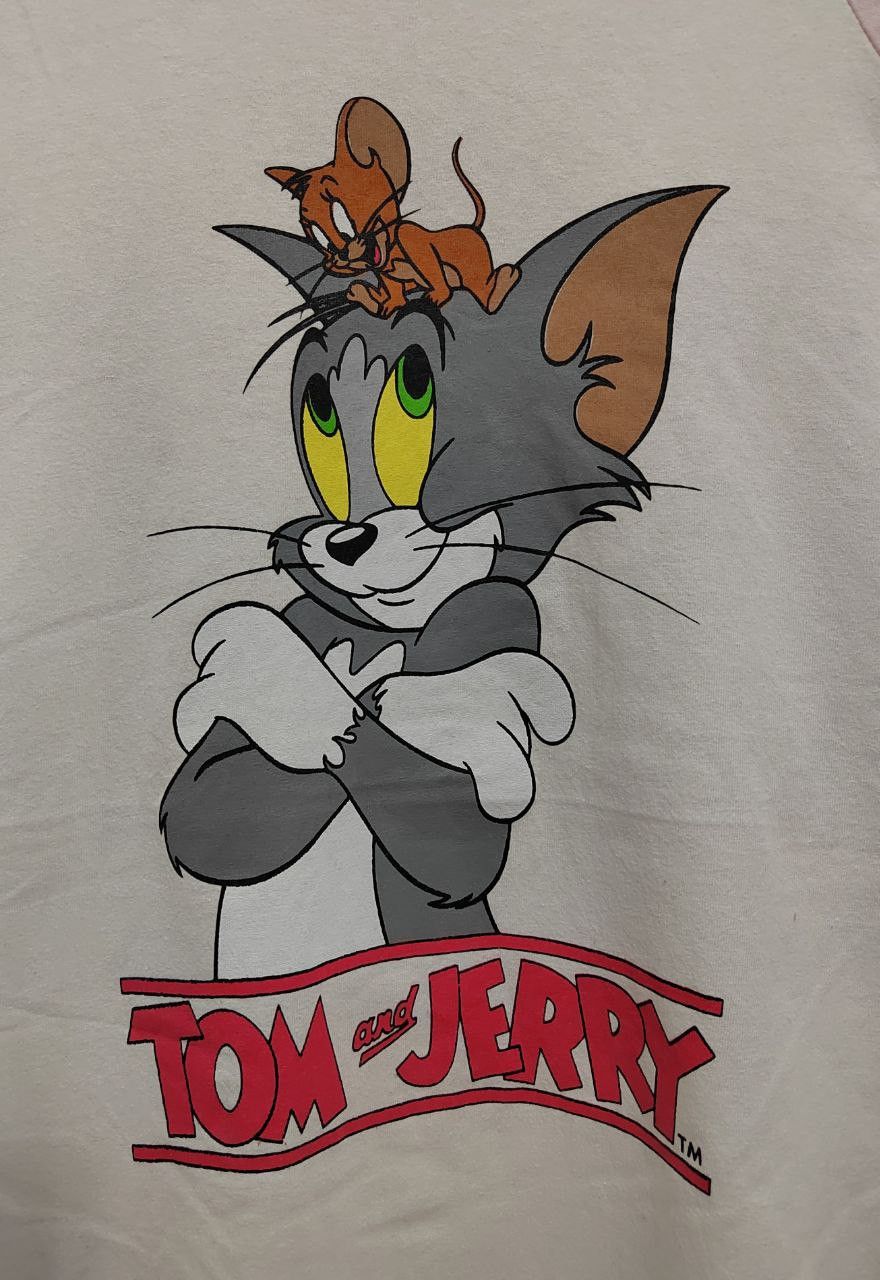image of Tom & Jerry Vintage Cartoon Network Disney in White, Men's (Size Medium)