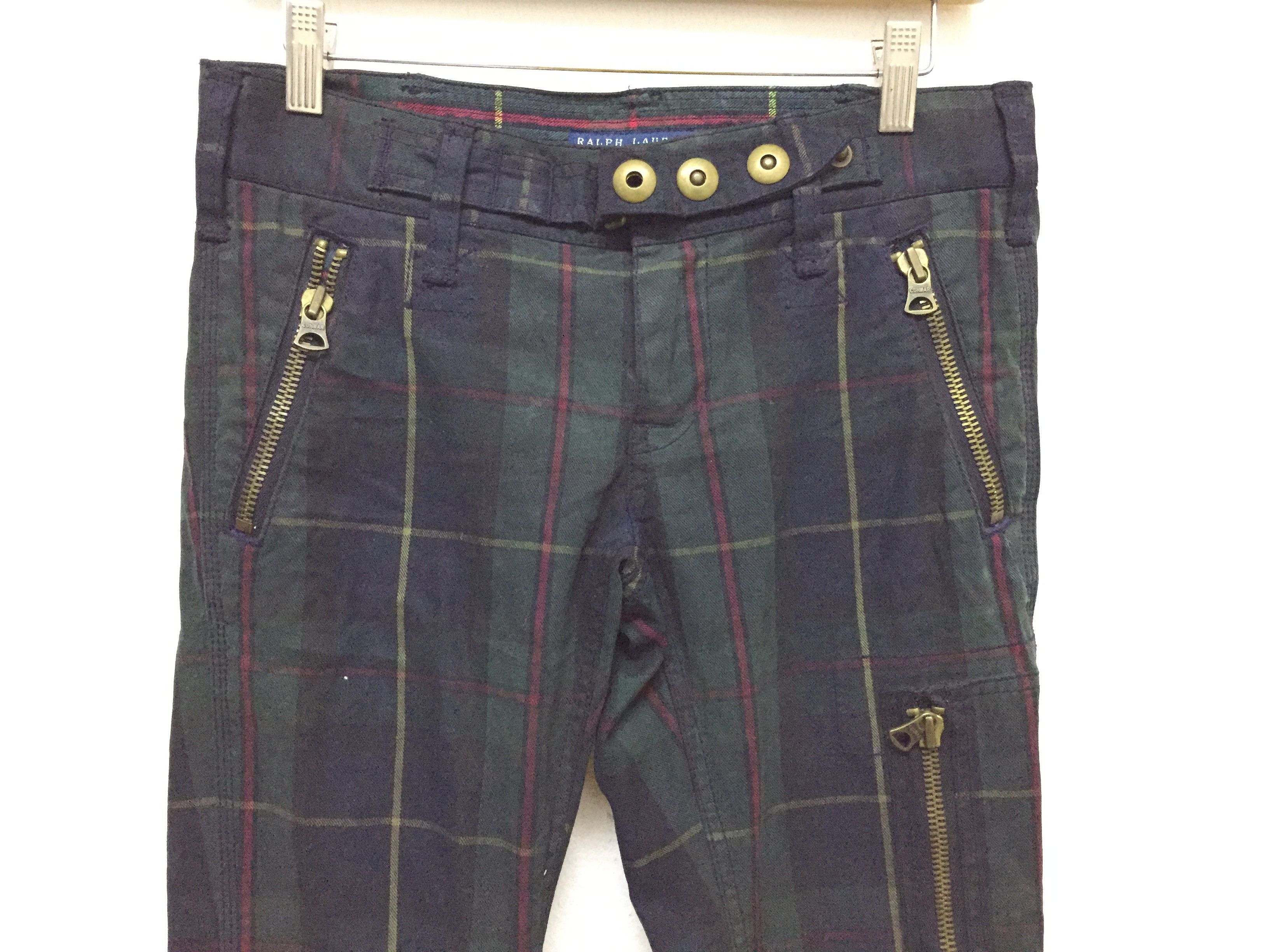Polo Ralph Lauren Vtg Black watch tartan heavy rider zipper cargo pants Size 30" / US 8 / IT 44 - 2 Thumbnail