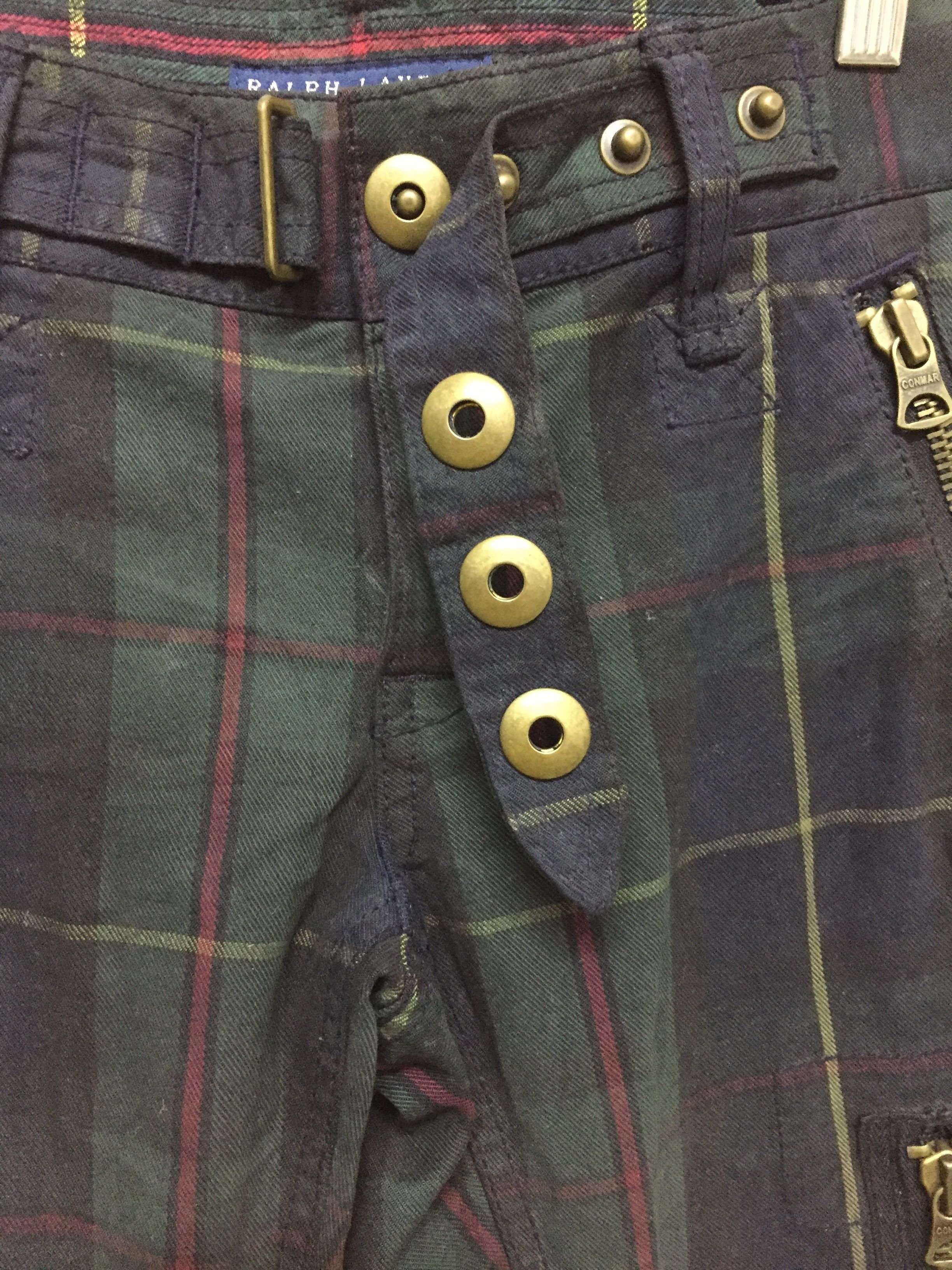 Polo Ralph Lauren Vtg Black watch tartan heavy rider zipper cargo pants Size 30" / US 8 / IT 44 - 6 Thumbnail