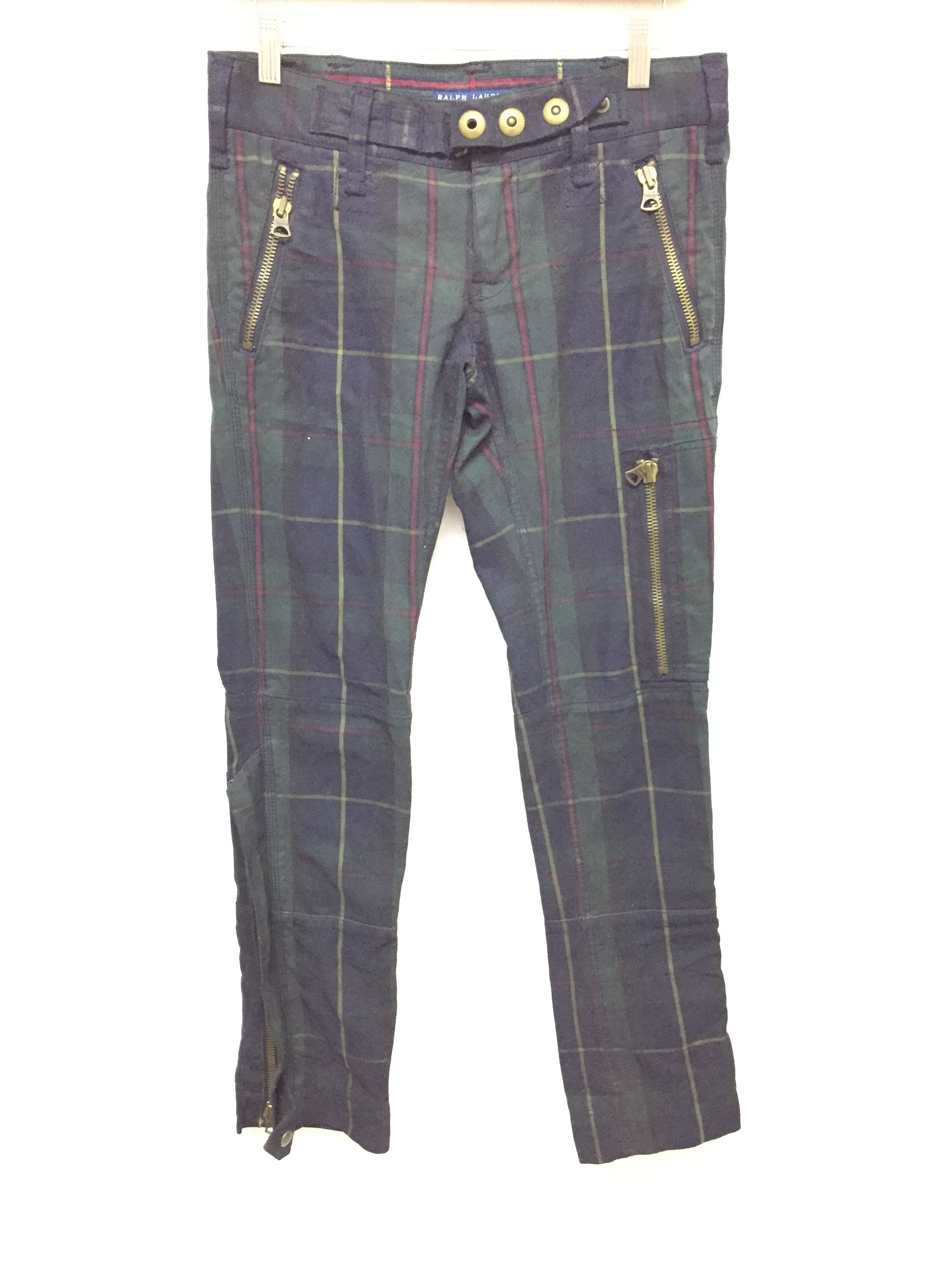 Polo Ralph Lauren Vtg Black watch tartan heavy rider zipper cargo pants Size 30" / US 8 / IT 44 - 1 Thumbnail