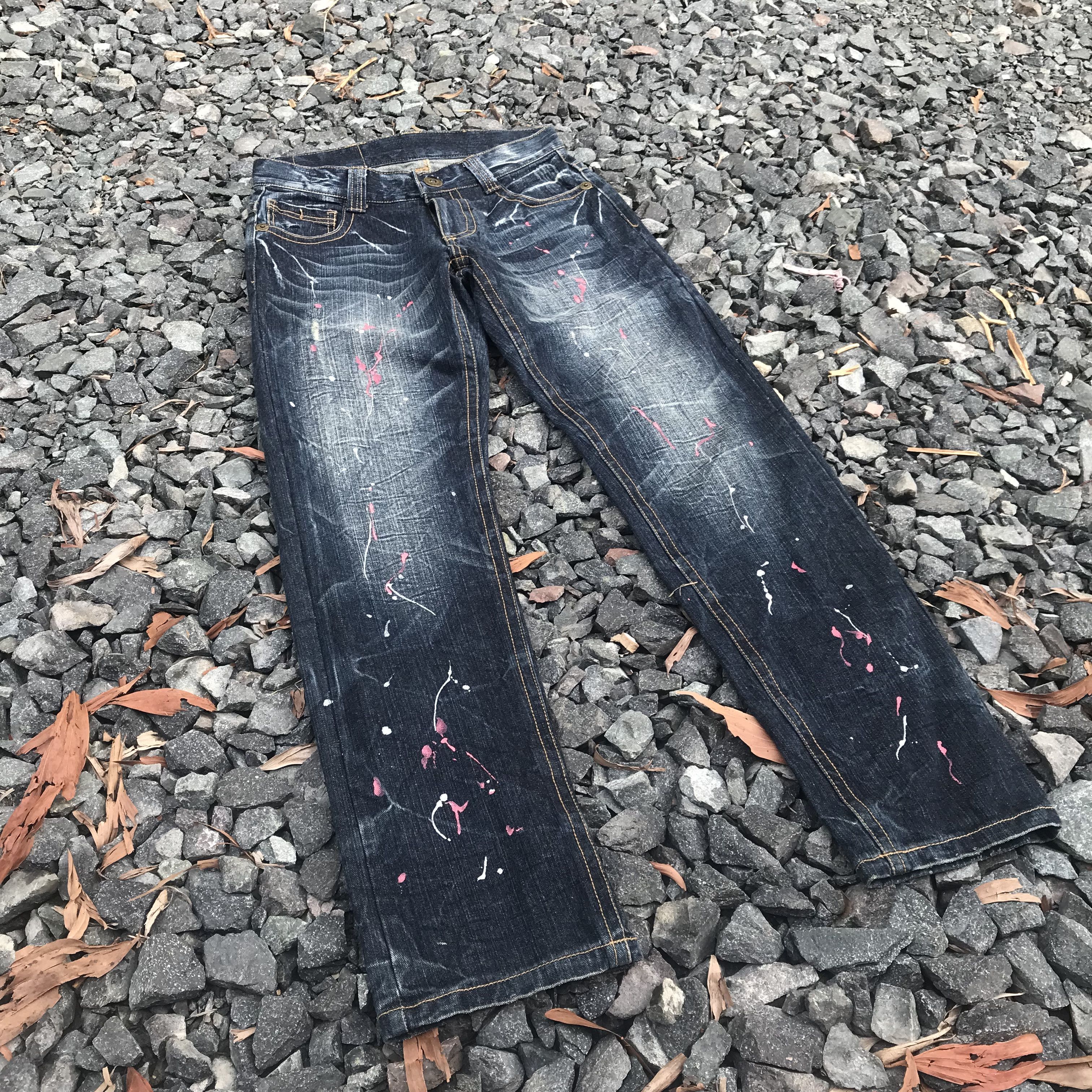 image of Surf Style Northshore Splatter Paint Herringbone Wash Denim Waist 29X30 in Blue, Men's