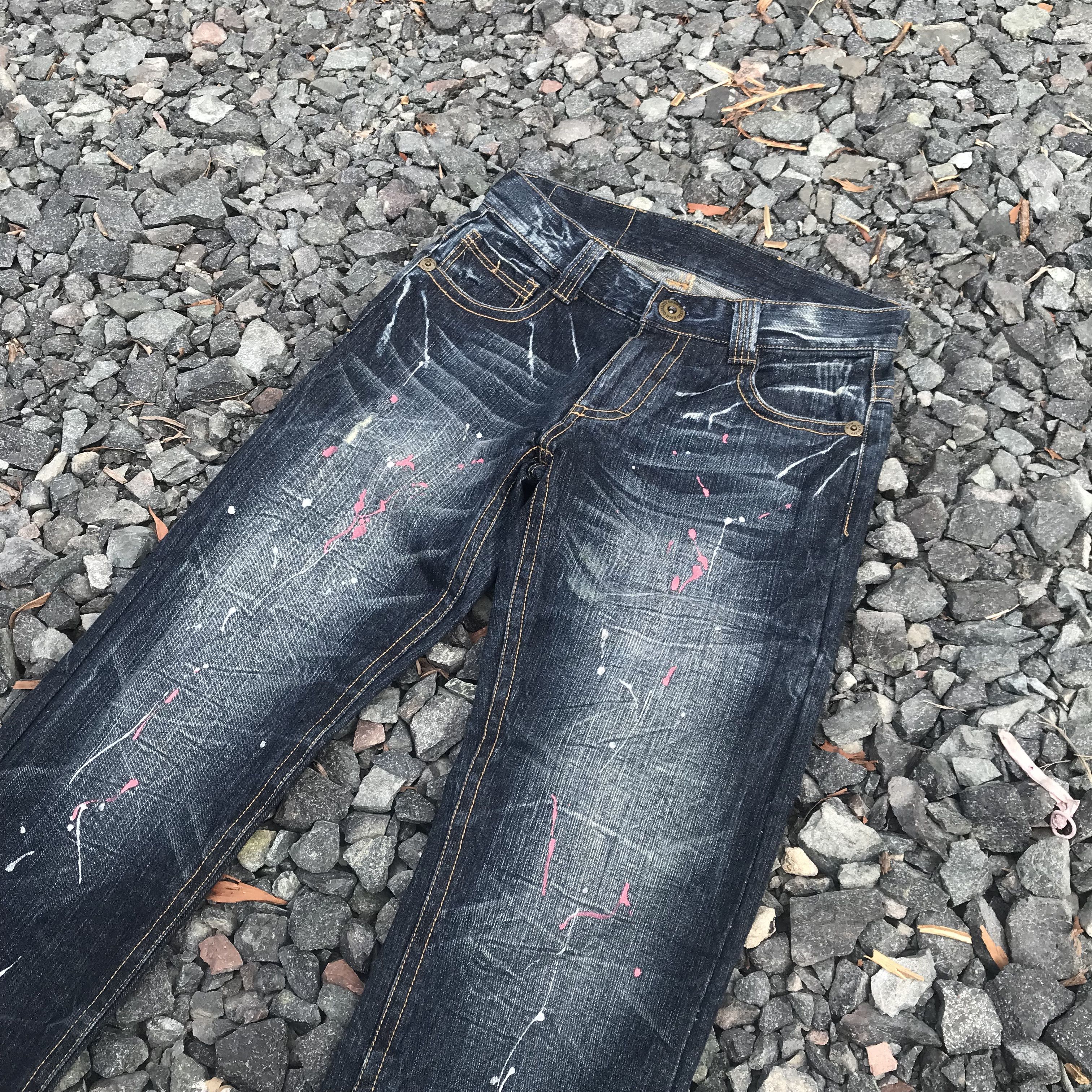 Japanese Brand Northshore splatter paint herringbone wash denim Waist 29x30 Size US 29 - 3 Thumbnail