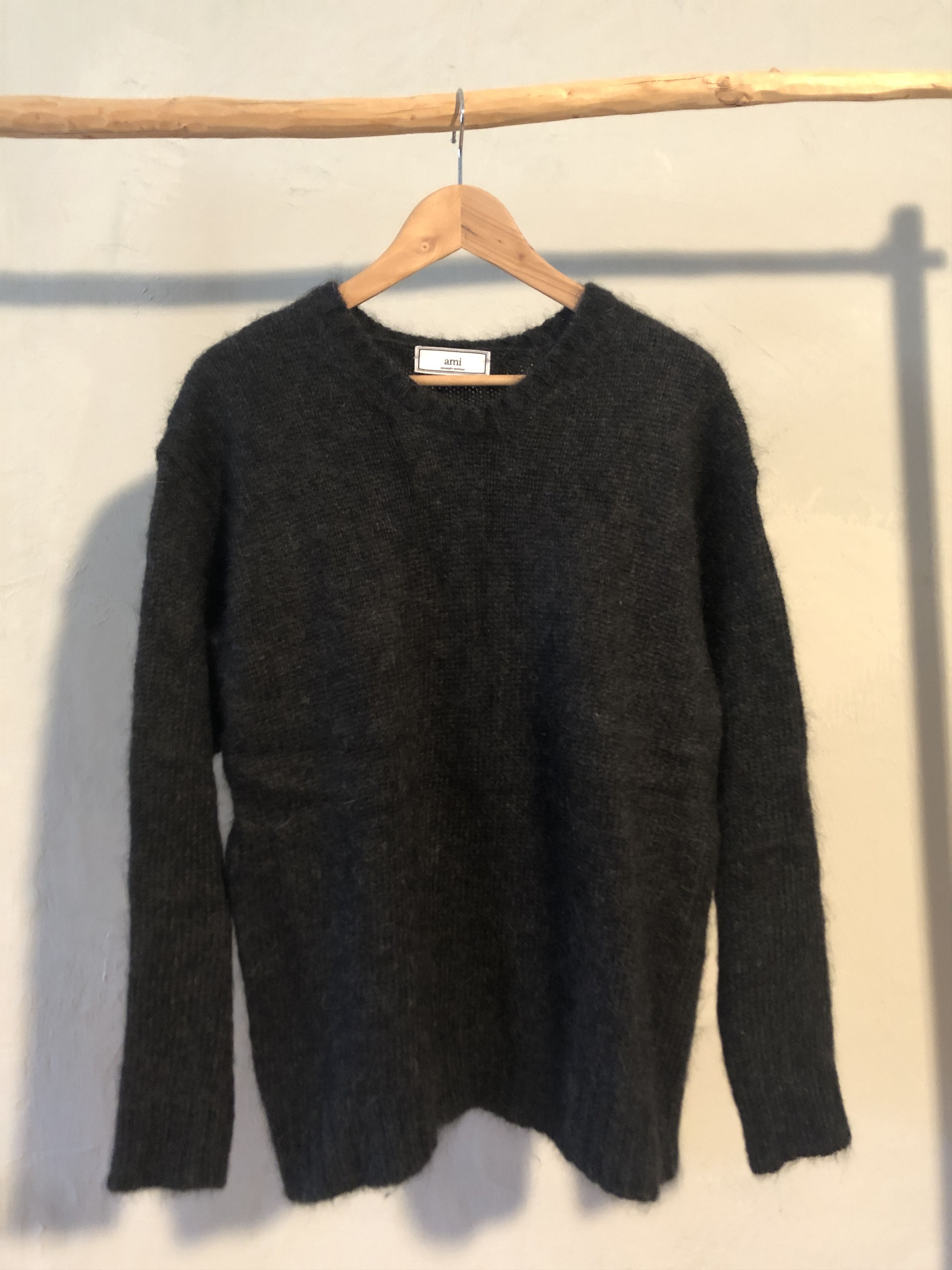 image of Ami Mohair Grey Sweater in Dark Grey, Men's (Size Medium)