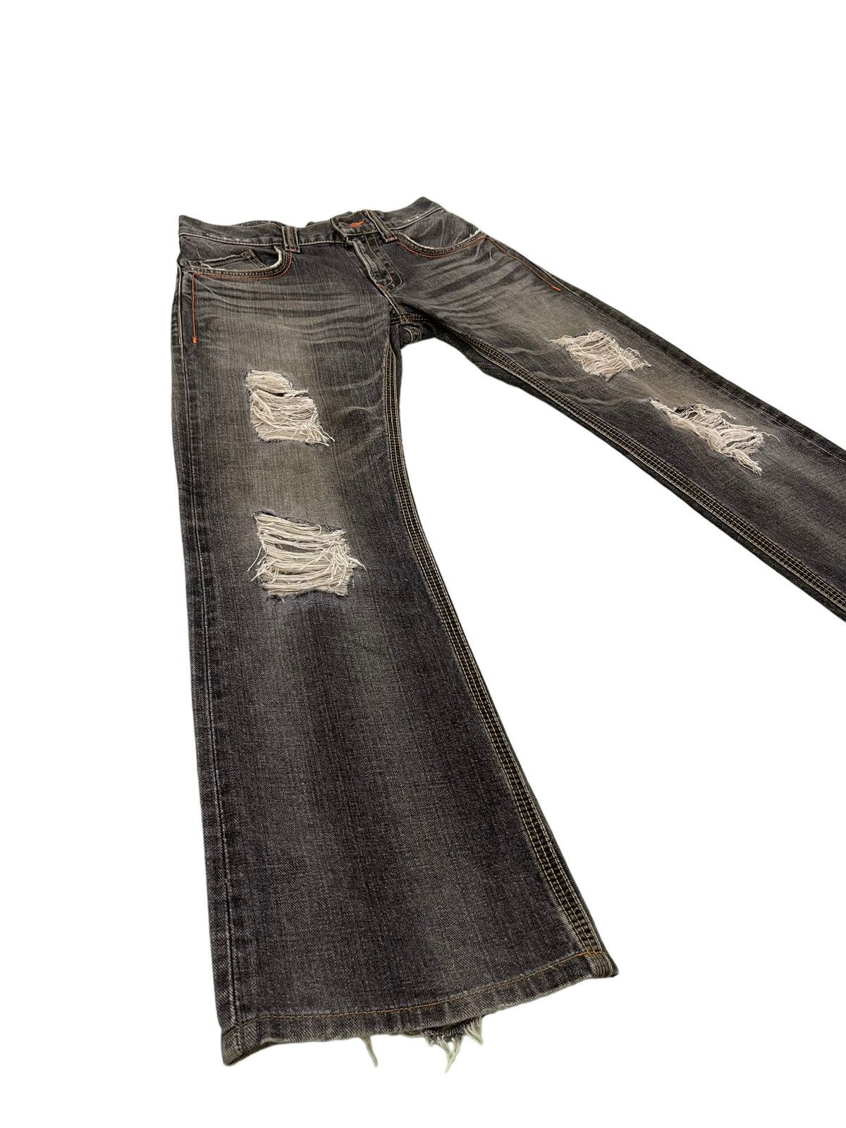 Japanese Brand Flare Jeans Edwin Japan Distress Denim Boot Cut 2🟦7 Size US 31 - 1 Thumbnail