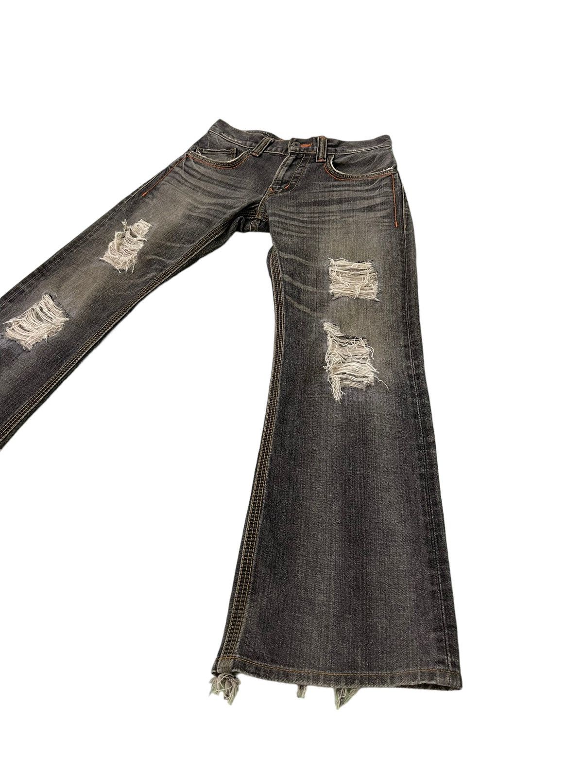Japanese Brand Flare Jeans Edwin Japan Distress Denim Boot Cut 2🟦7 Size US 31 - 3 Thumbnail
