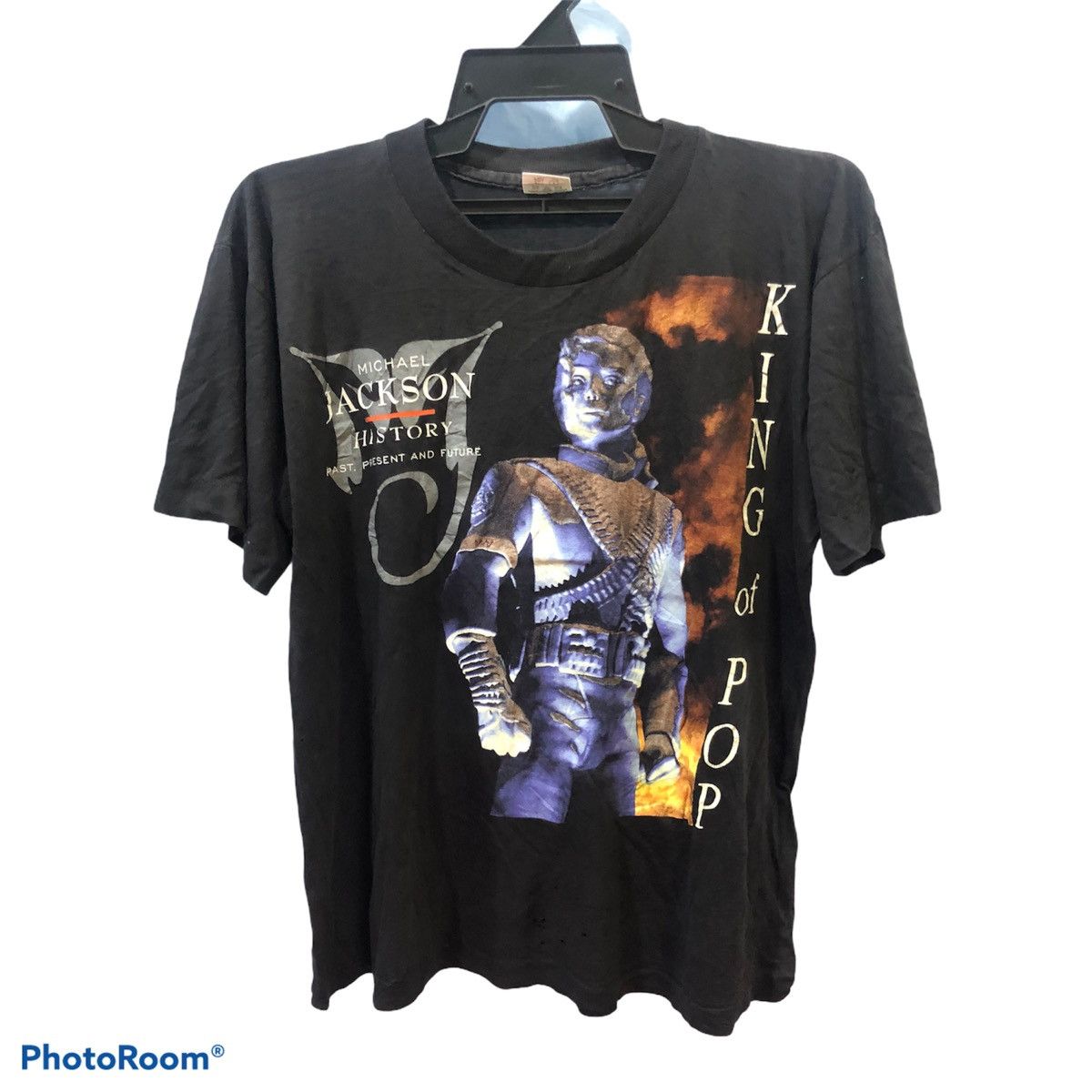 image of Band Tees x Michael Jackson Vintage 90's Michael Jackson History King Of Pop in Black (Size Medium)