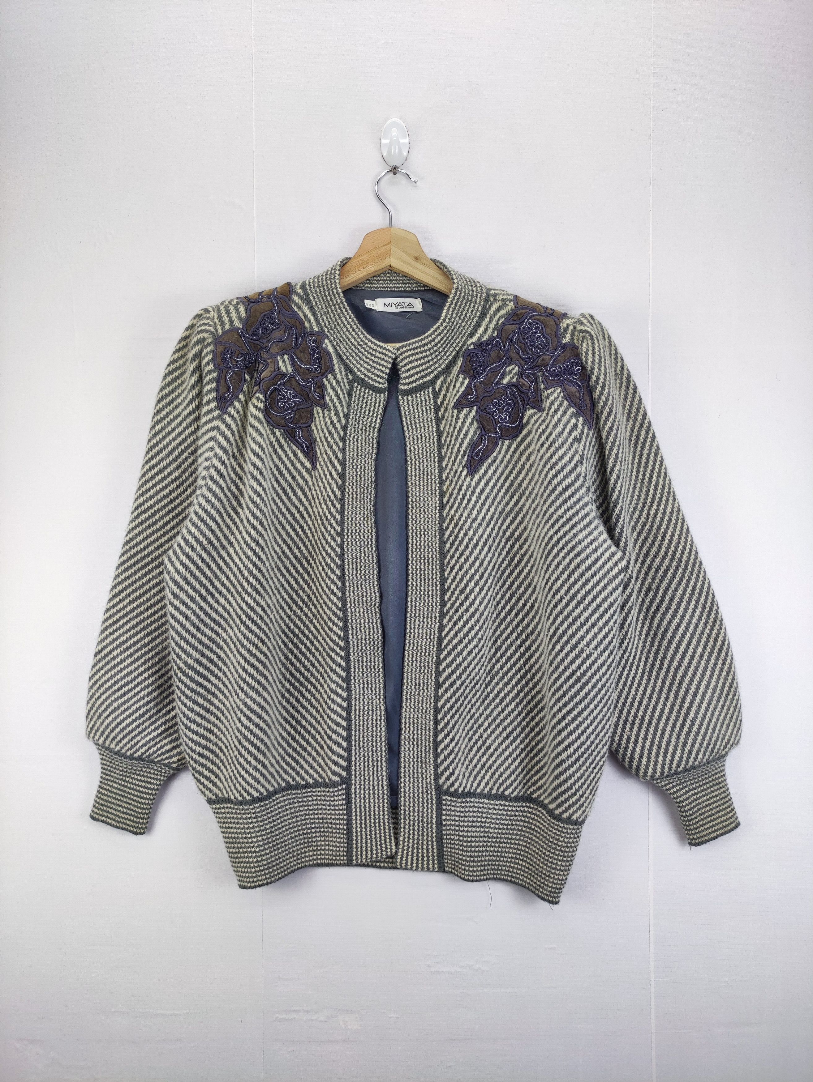 Vintage Cardigan Jacket Flower Embroidered By Miyata