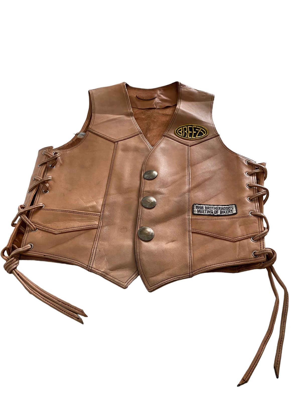 Liberty Vintage leather 1998 Brotherhoods Biker Vest cowboy design Size US L / EU 52-54 / 3 - 6 Thumbnail