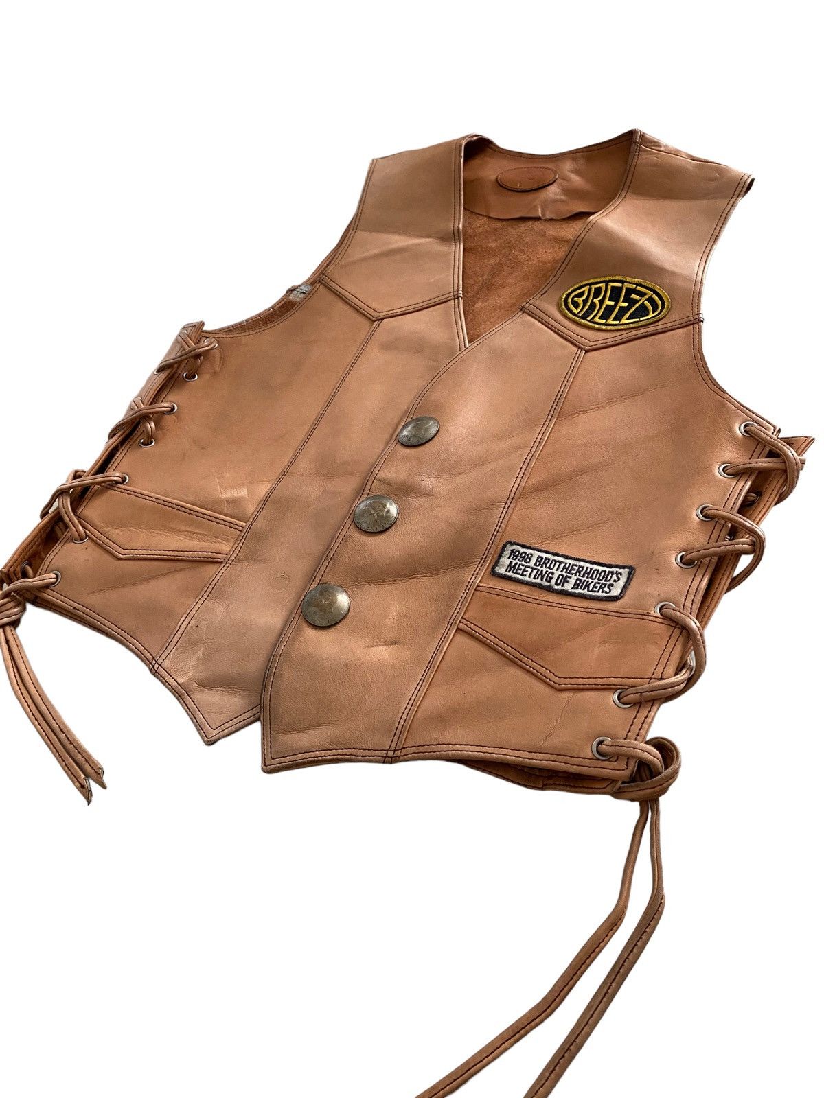 Liberty Vintage leather 1998 Brotherhoods Biker Vest cowboy design Size US L / EU 52-54 / 3 - 7 Thumbnail