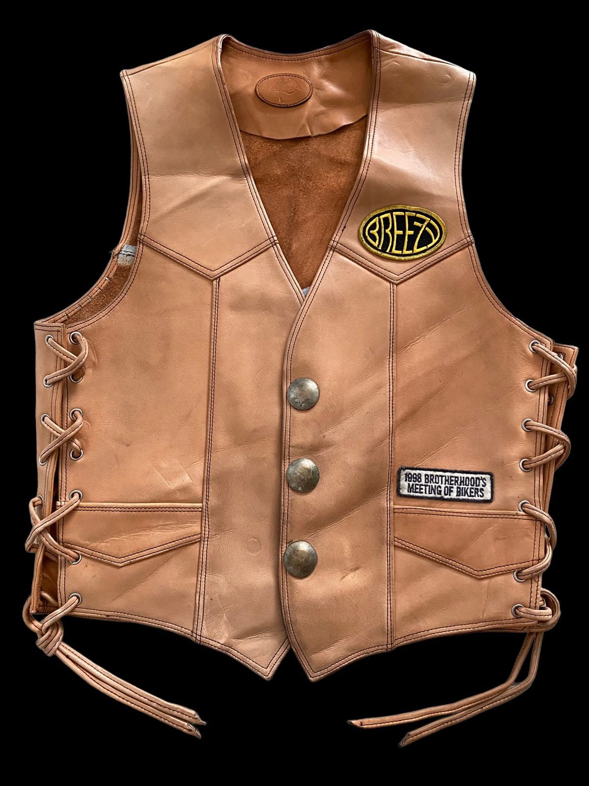 Liberty Vintage leather 1998 Brotherhoods Biker Vest cowboy design Size US L / EU 52-54 / 3 - 2 Thumbnail