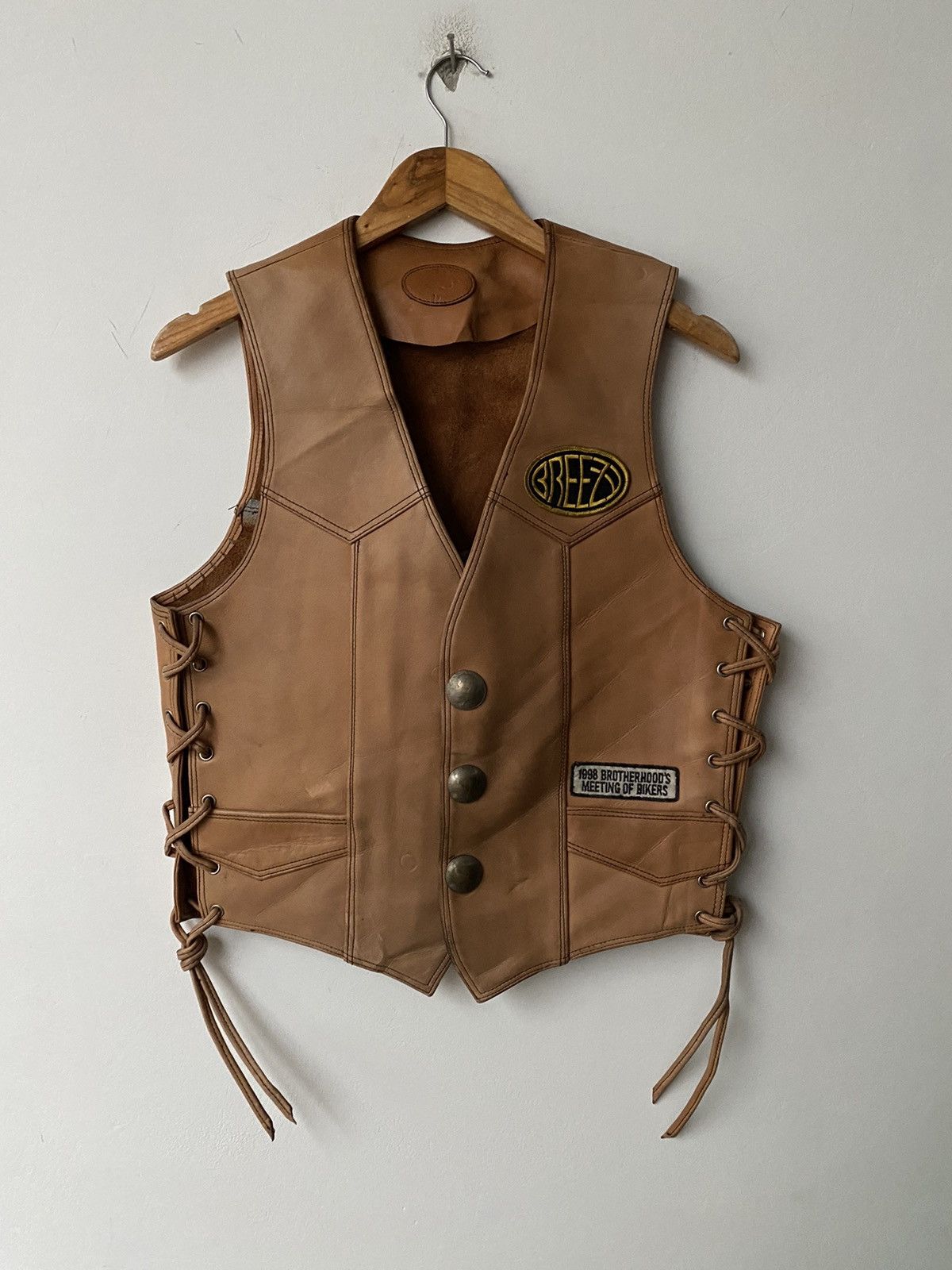 Liberty Vintage leather 1998 Brotherhoods Biker Vest cowboy design Size US L / EU 52-54 / 3 - 3 Thumbnail