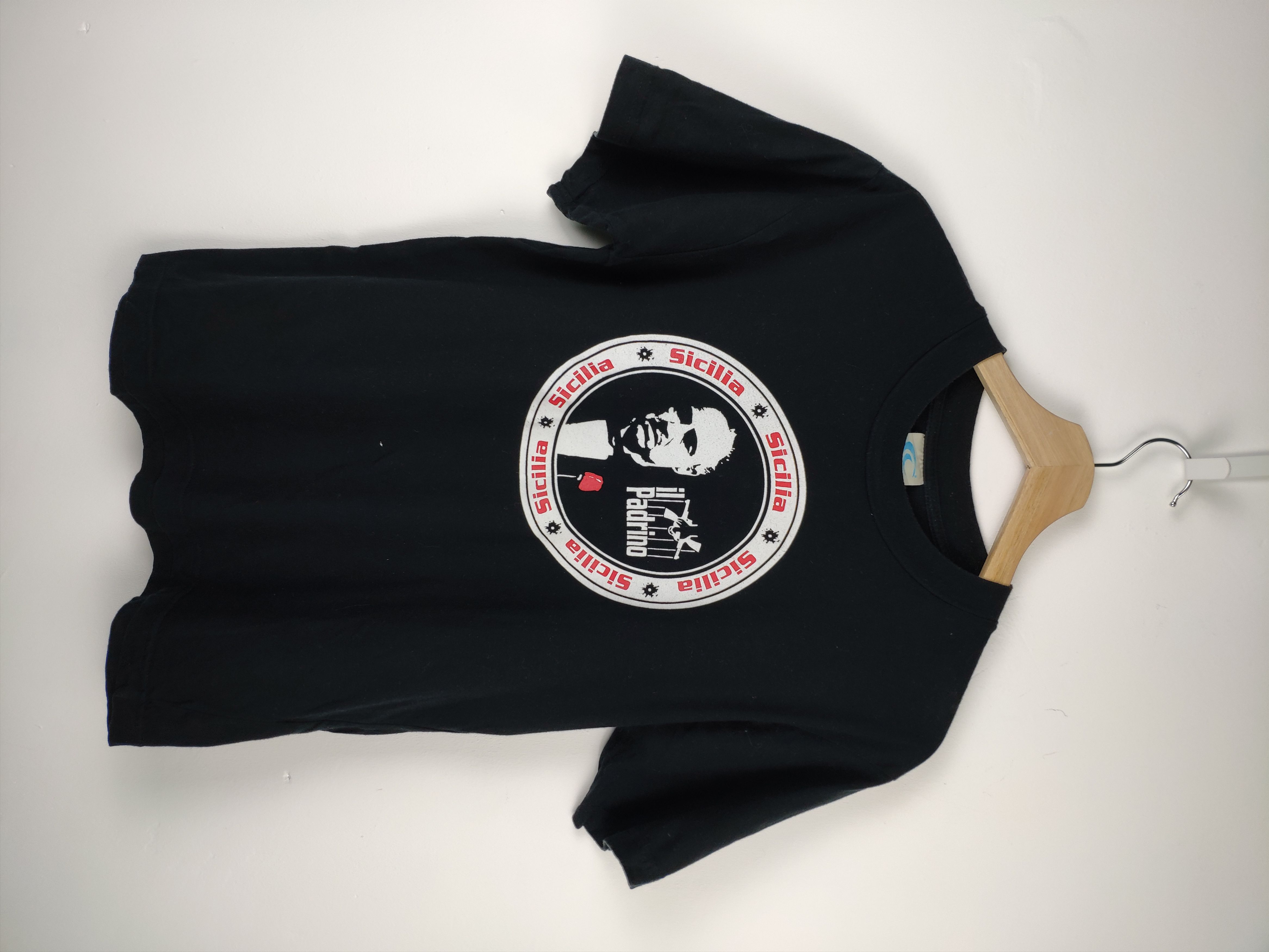 image of Movie x Vintage The Godfather Tee Sicilia Mafia in Black, Men's (Size Small)