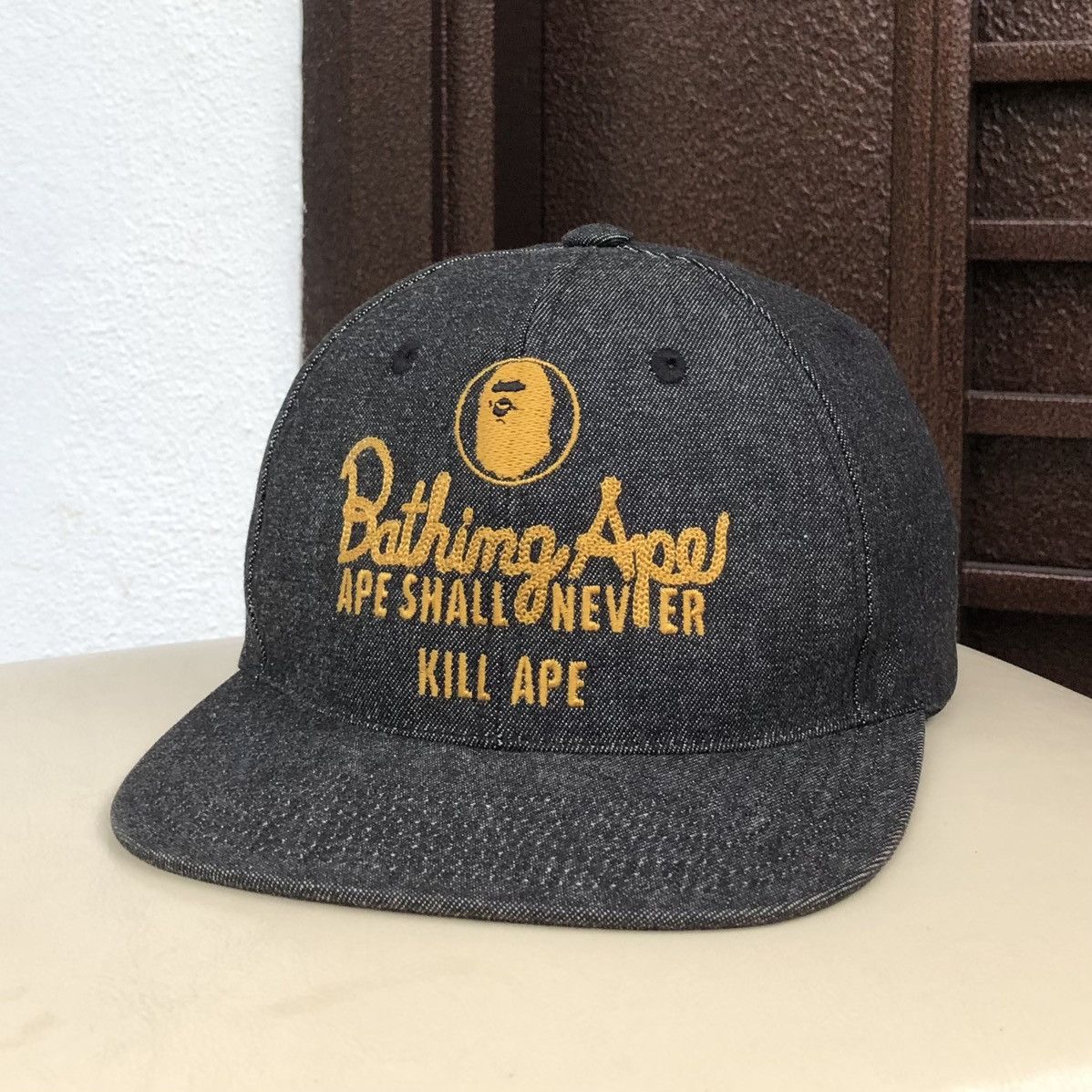 Bape Champion Logo Denim Snapback Cap Size ONE SIZE - 1 Thumbnail