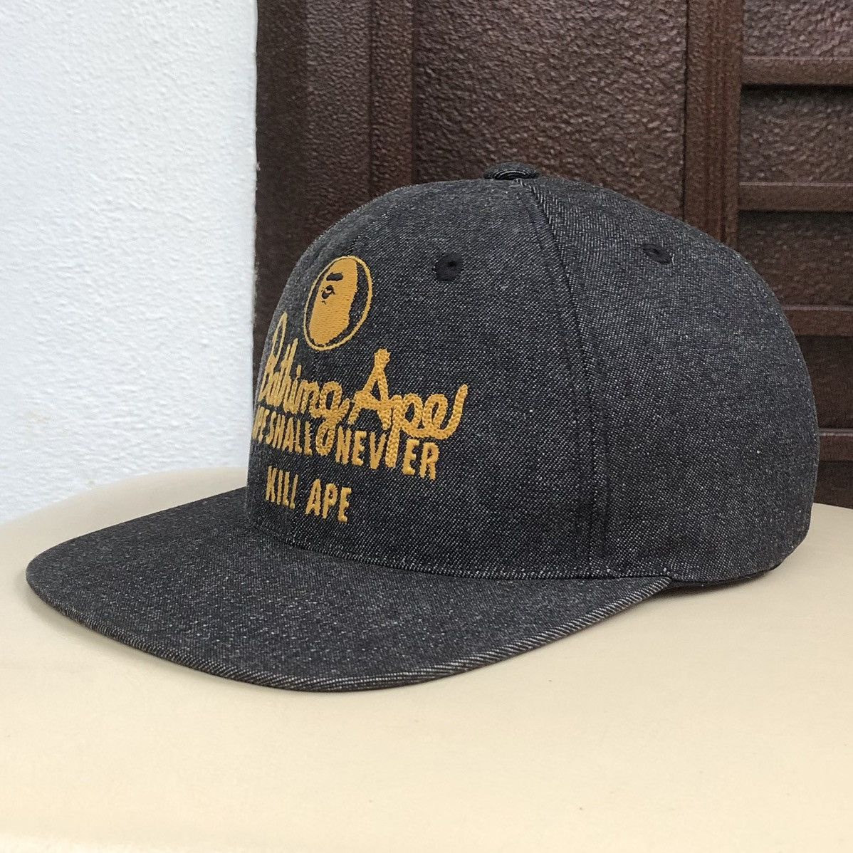 Bape Champion Logo Denim Snapback Cap Size ONE SIZE - 3 Thumbnail
