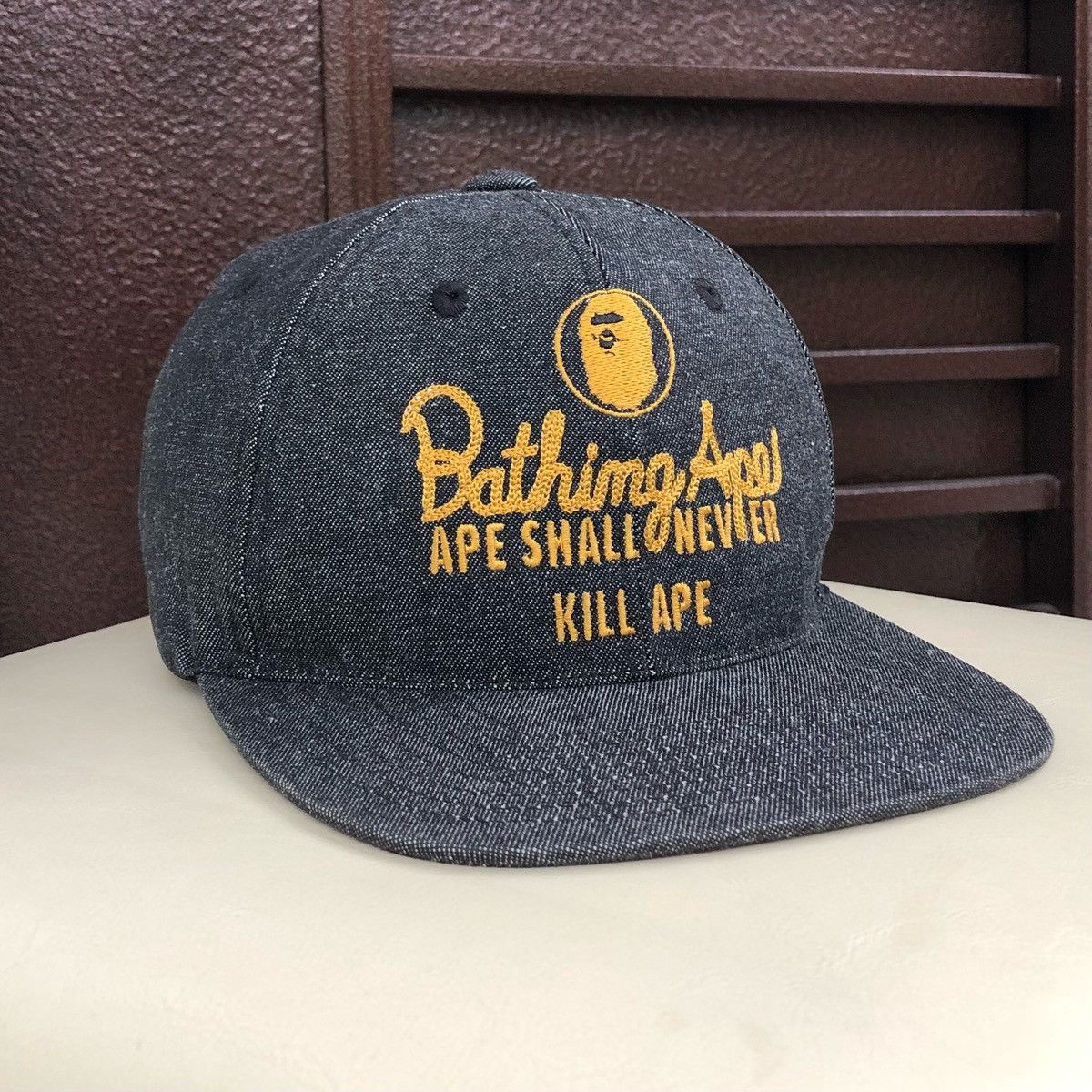 Bape Champion Logo Denim Snapback Cap Size ONE SIZE - 2 Thumbnail