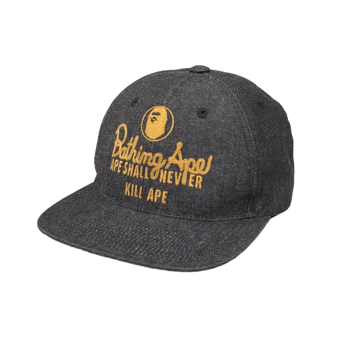 Bape Champion Logo Denim Snapback Cap Size ONE SIZE - 6 Thumbnail